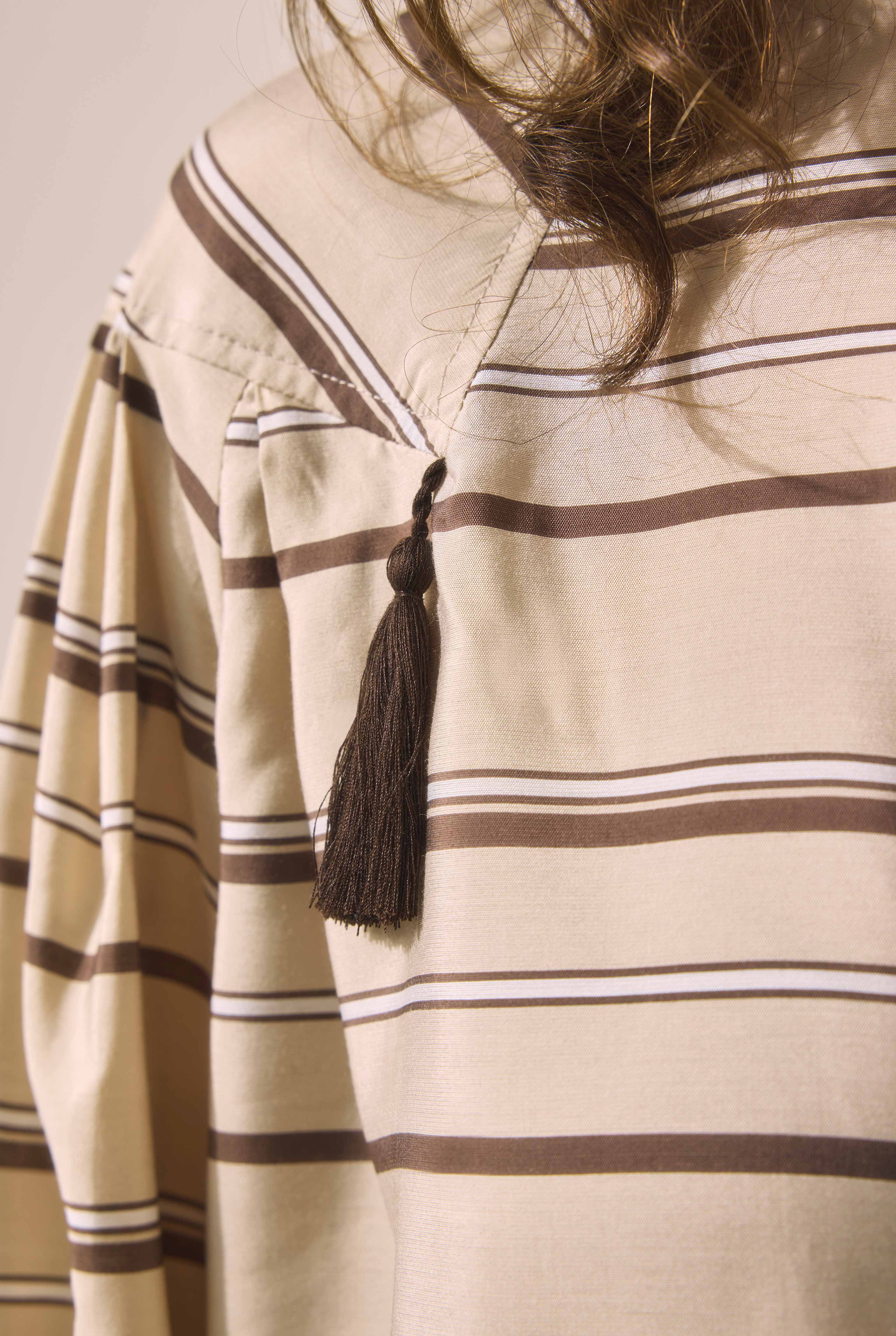 Striped Balloon Sleeve Shirt Light Mink - 5
