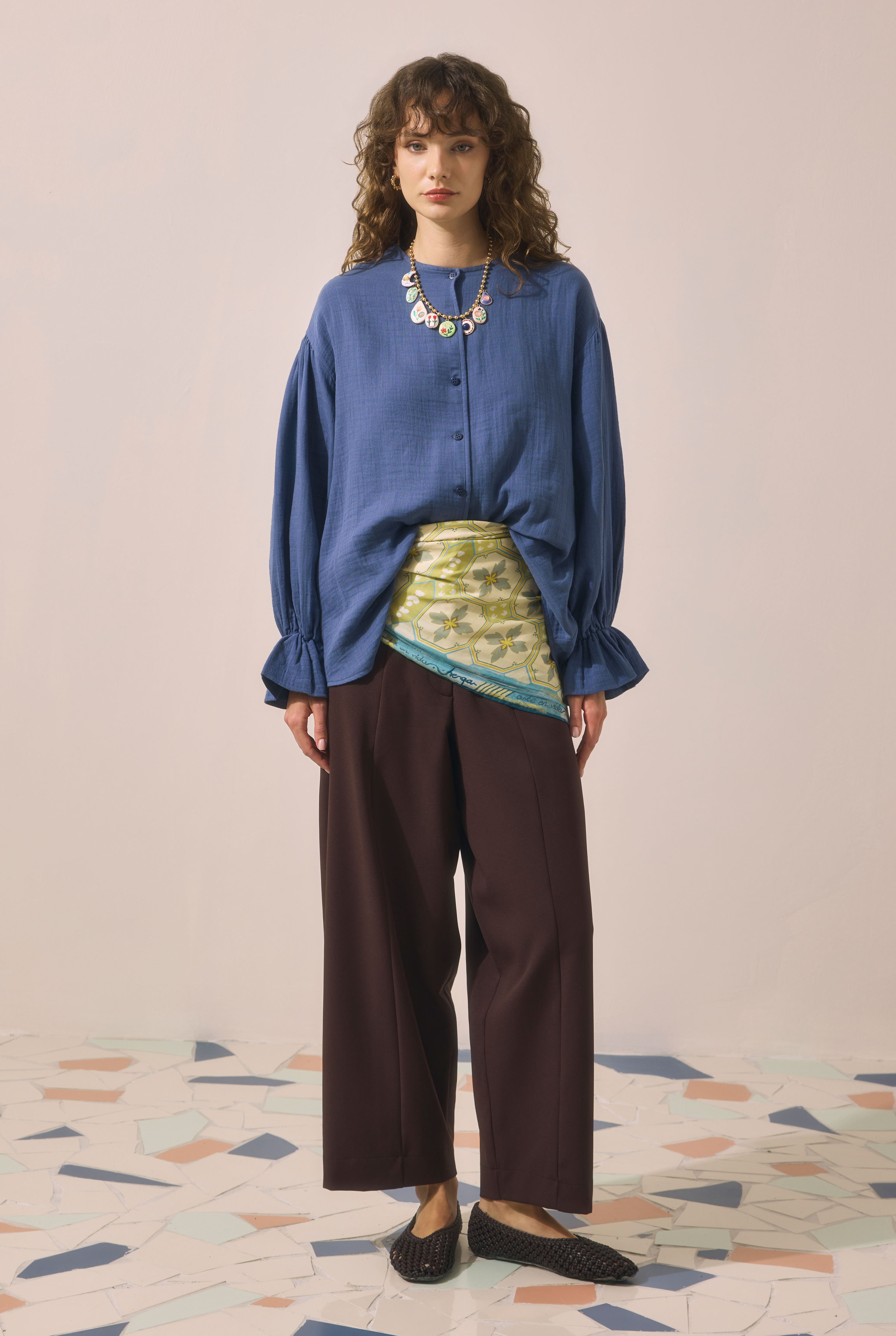 Flowy Muslin Shirt Horizon Blue - 1