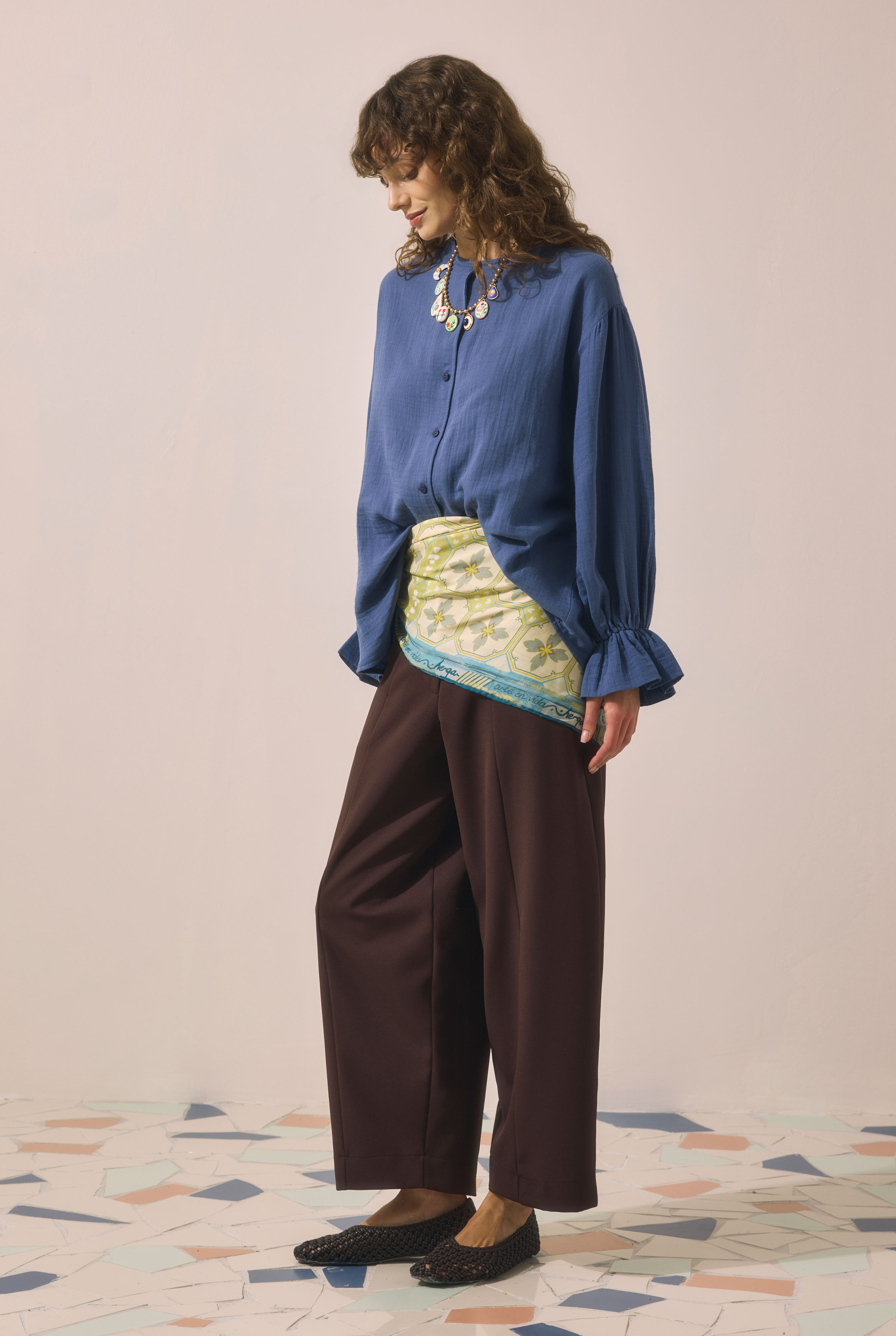 Flowy Muslin Shirt Horizon Blue - 3