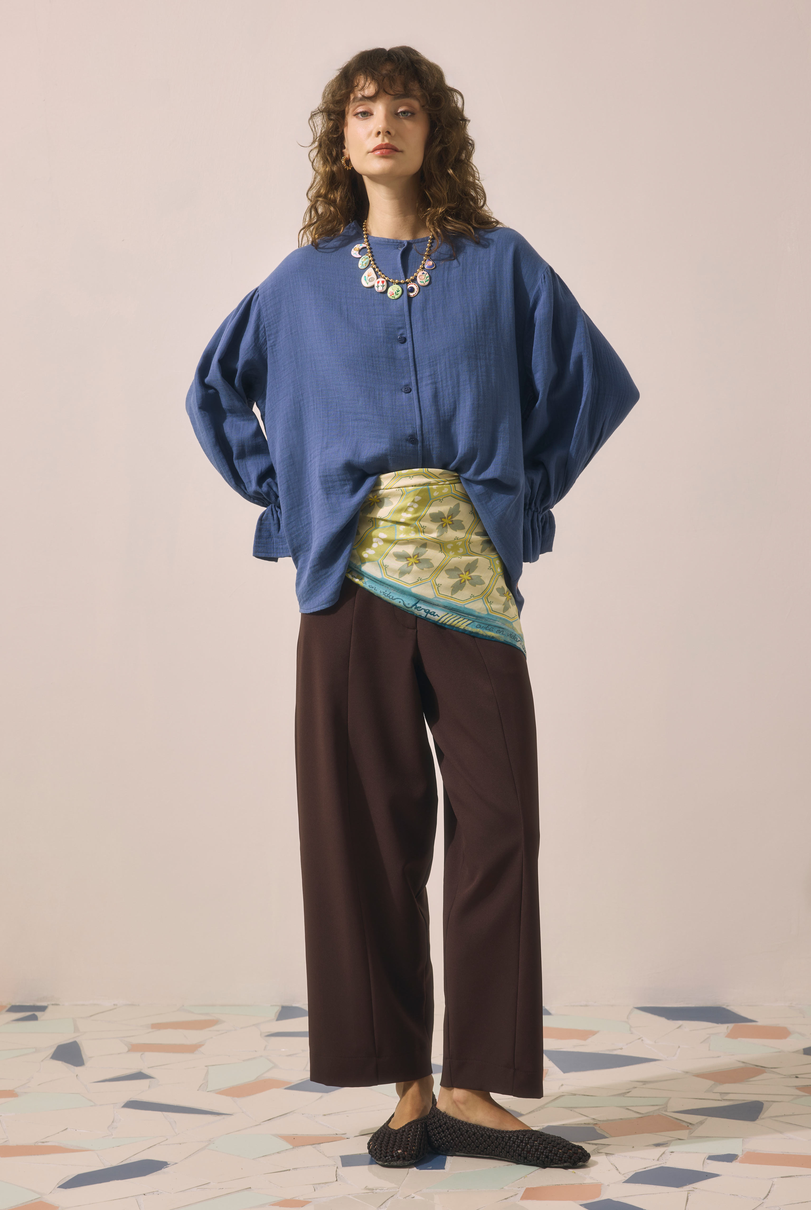 Flowy Muslin Shirt Horizon Blue - 4