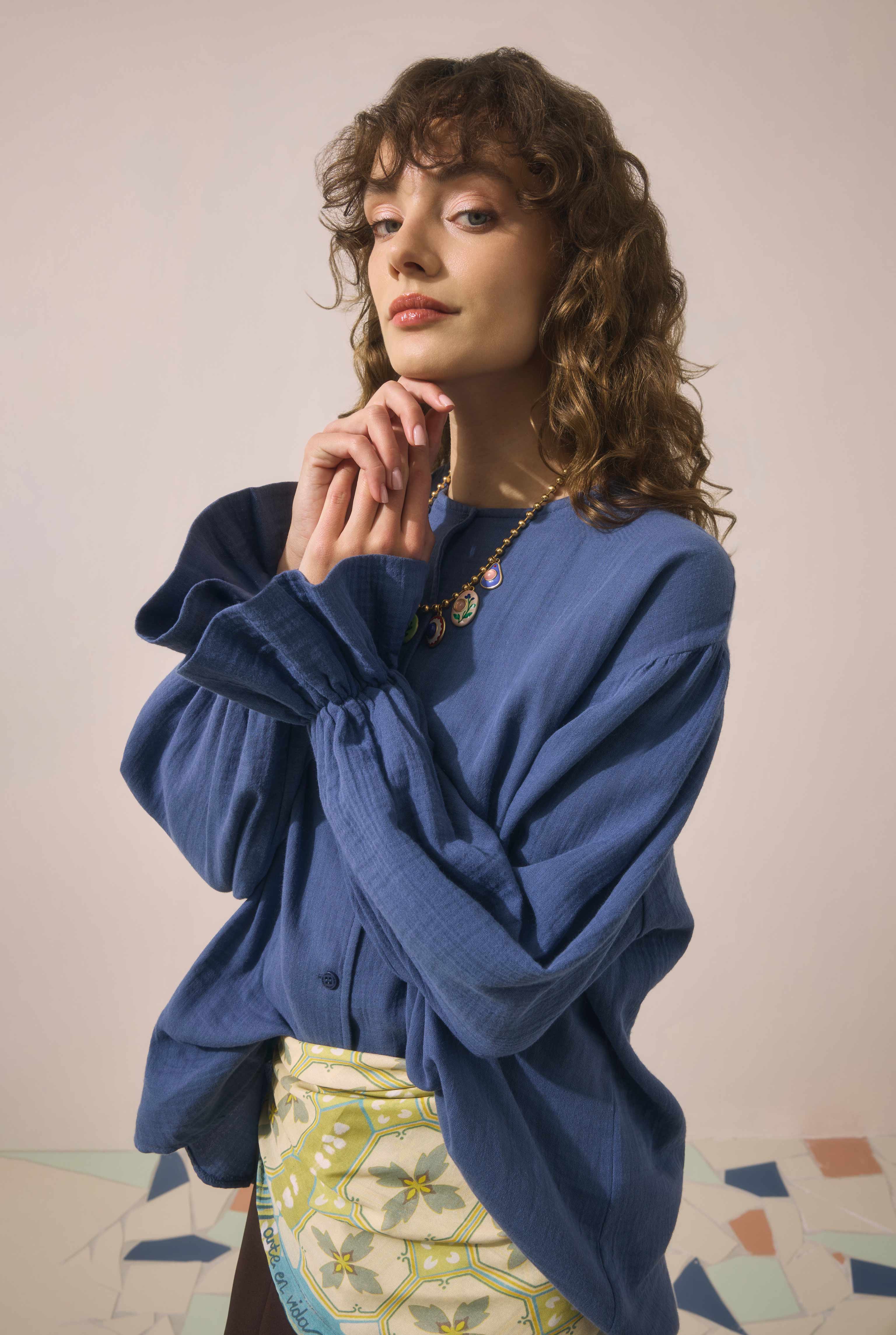 Flowy Muslin Shirt Horizon Blue - 2