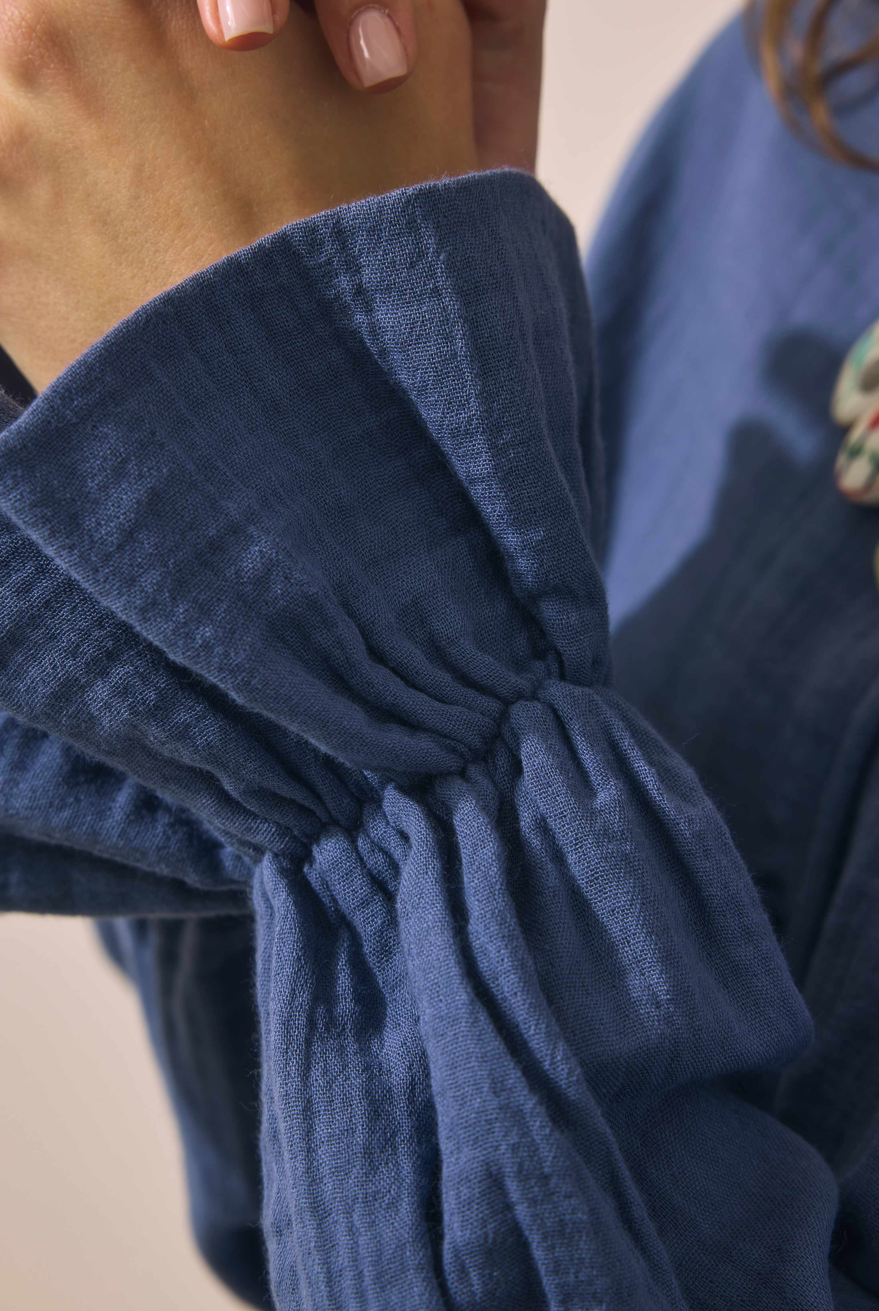 Flowy Muslin Shirt Horizon Blue - 5
