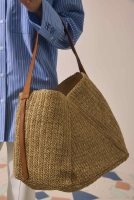 Straw Tote Bag Camel 