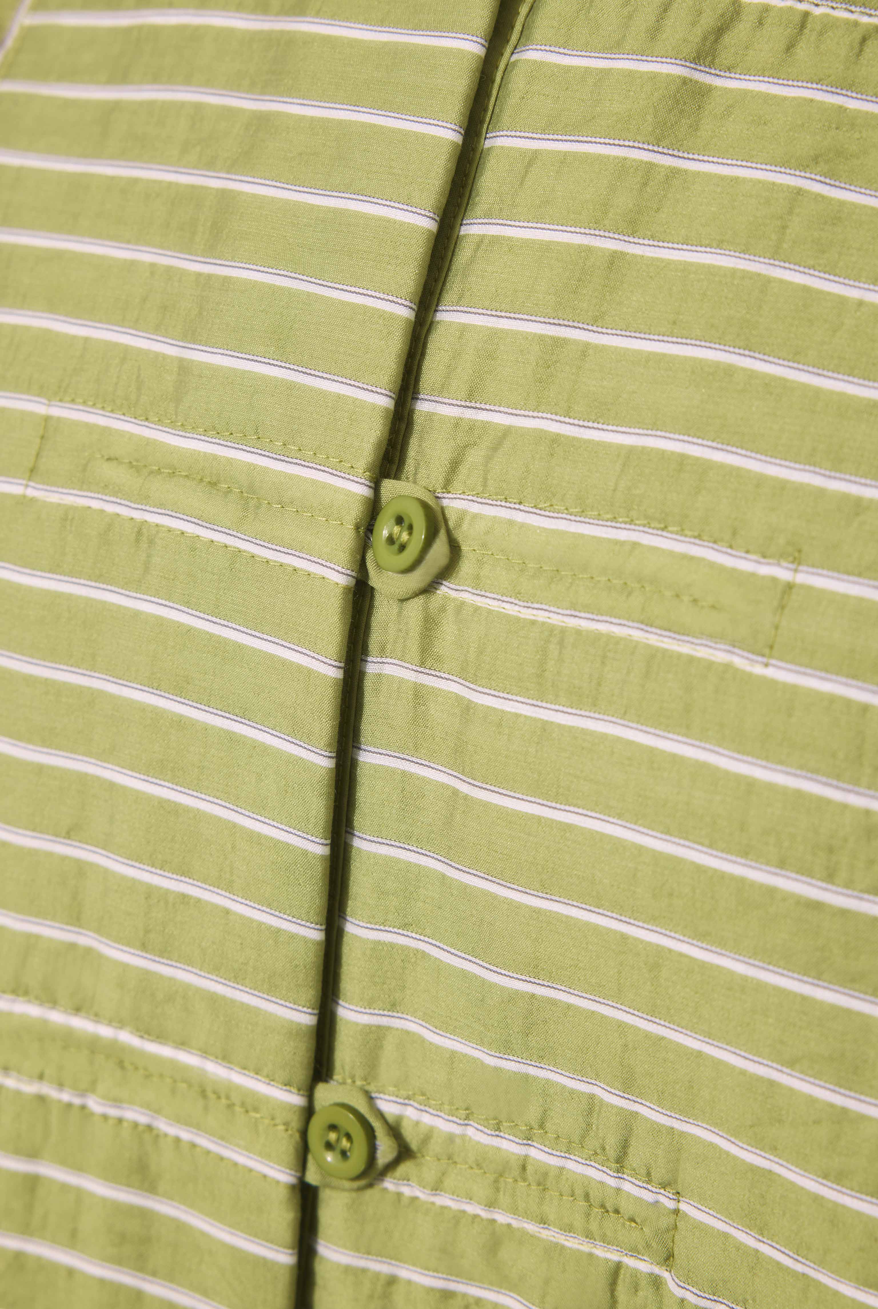 Loop Detailed Shirt Green Striped - 4