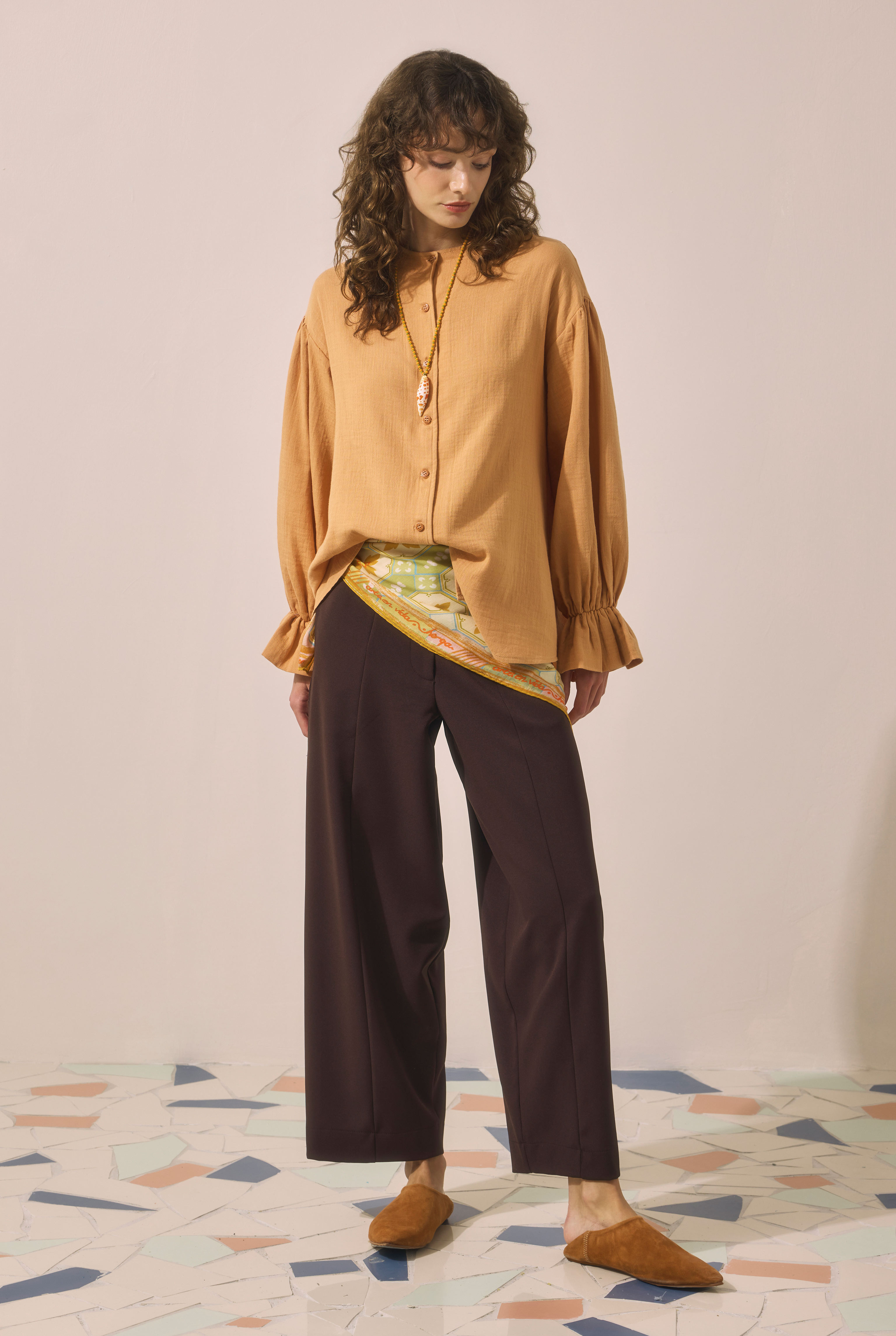 Flowy Muslin Shirt Salmon - HE-QA