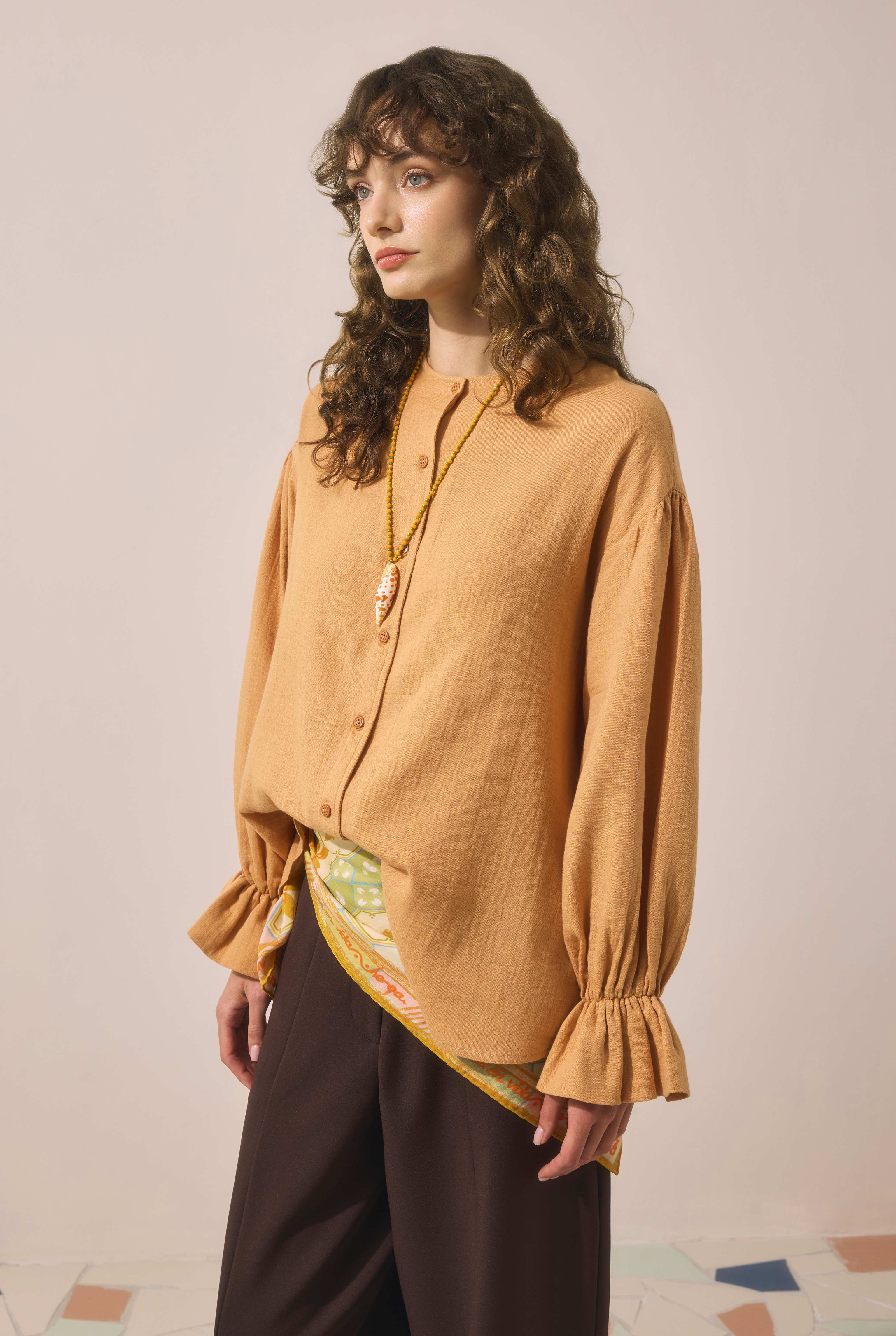 Flowy Muslin Shirt Salmon - 5