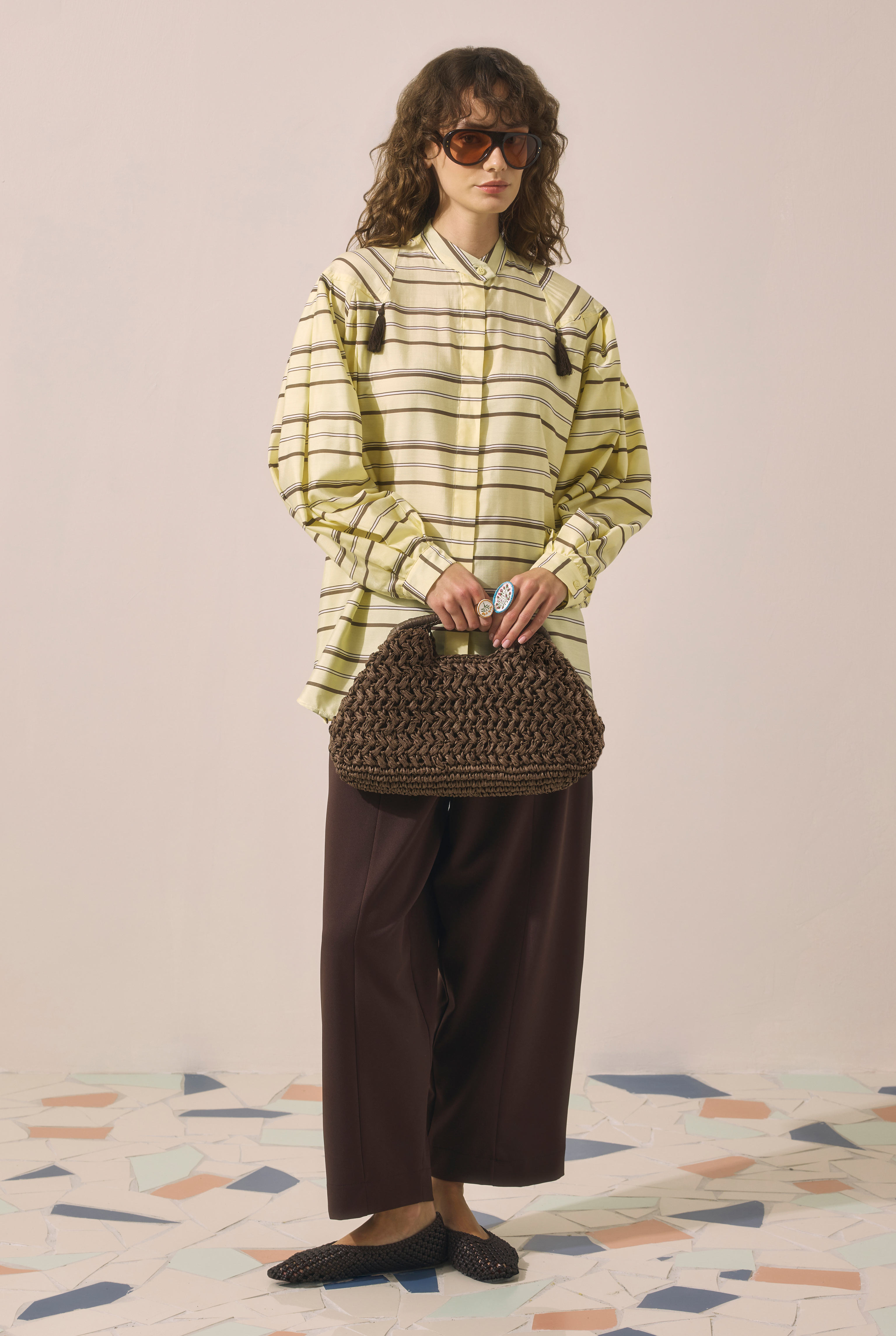 Straw Clutch Bag Brown - 3