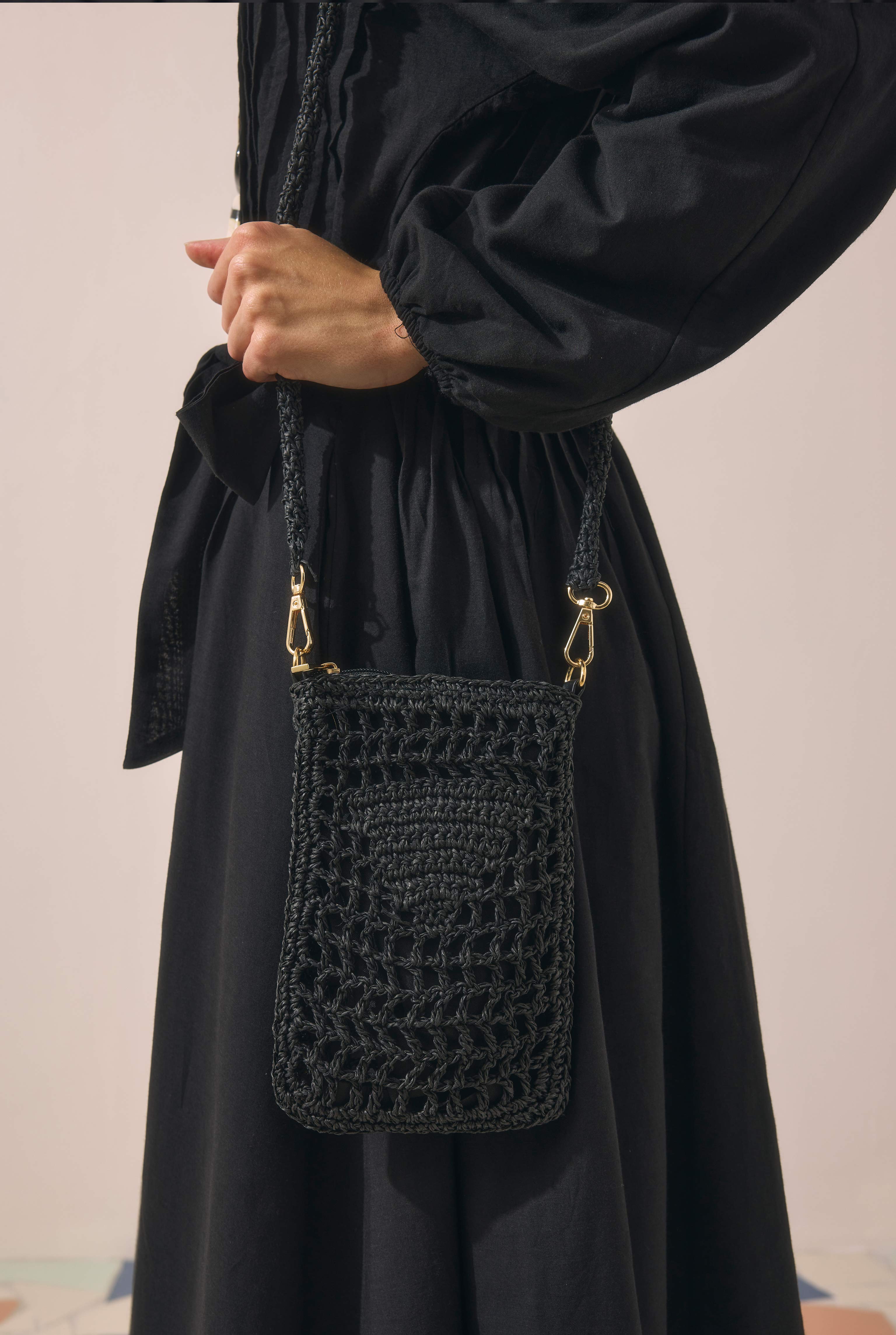 Mini Straw Bag Black - HE-QA