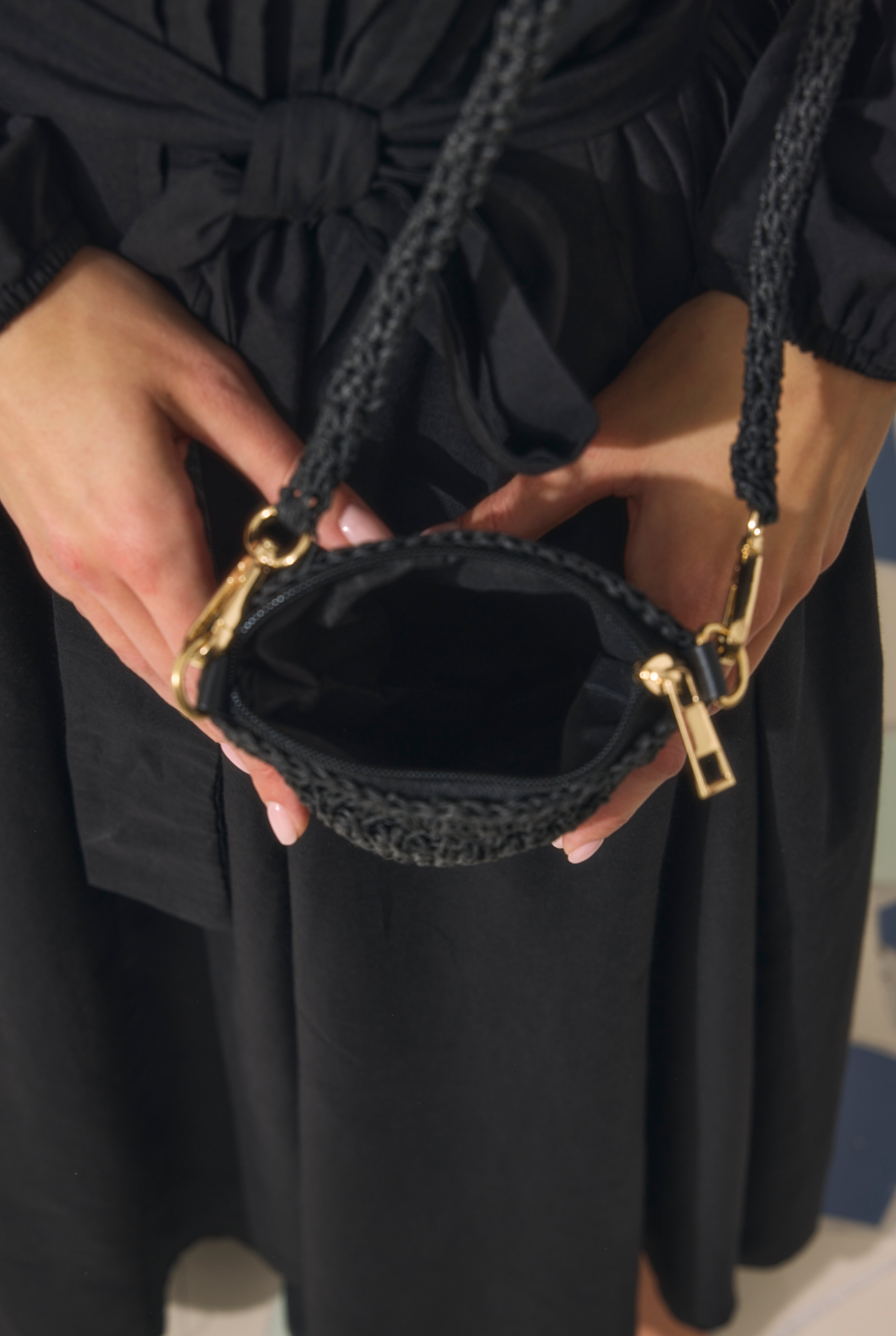 Mini Straw Bag Black - 3
