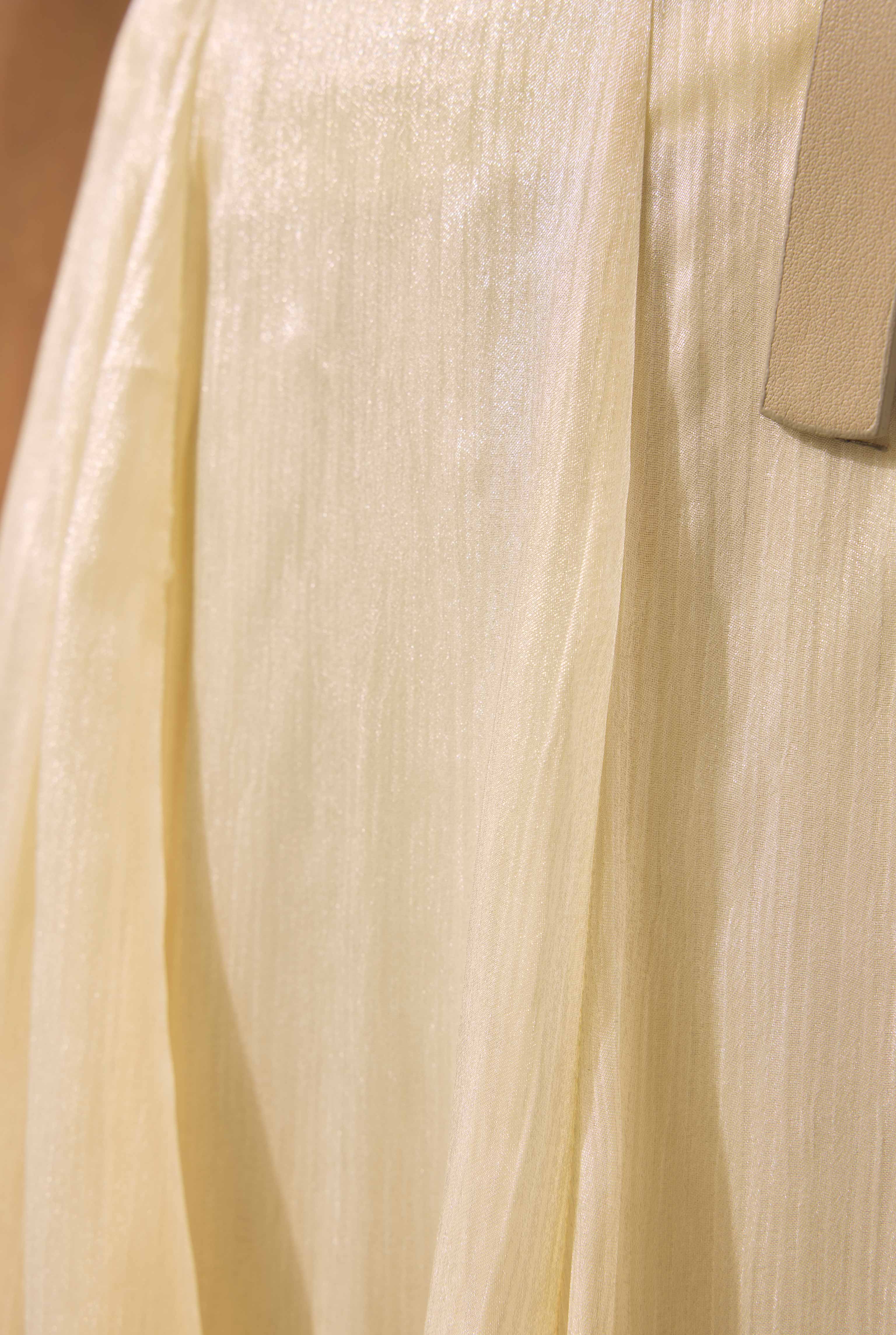 Shimmery Crinkle Skirt Soft Yellow - 4