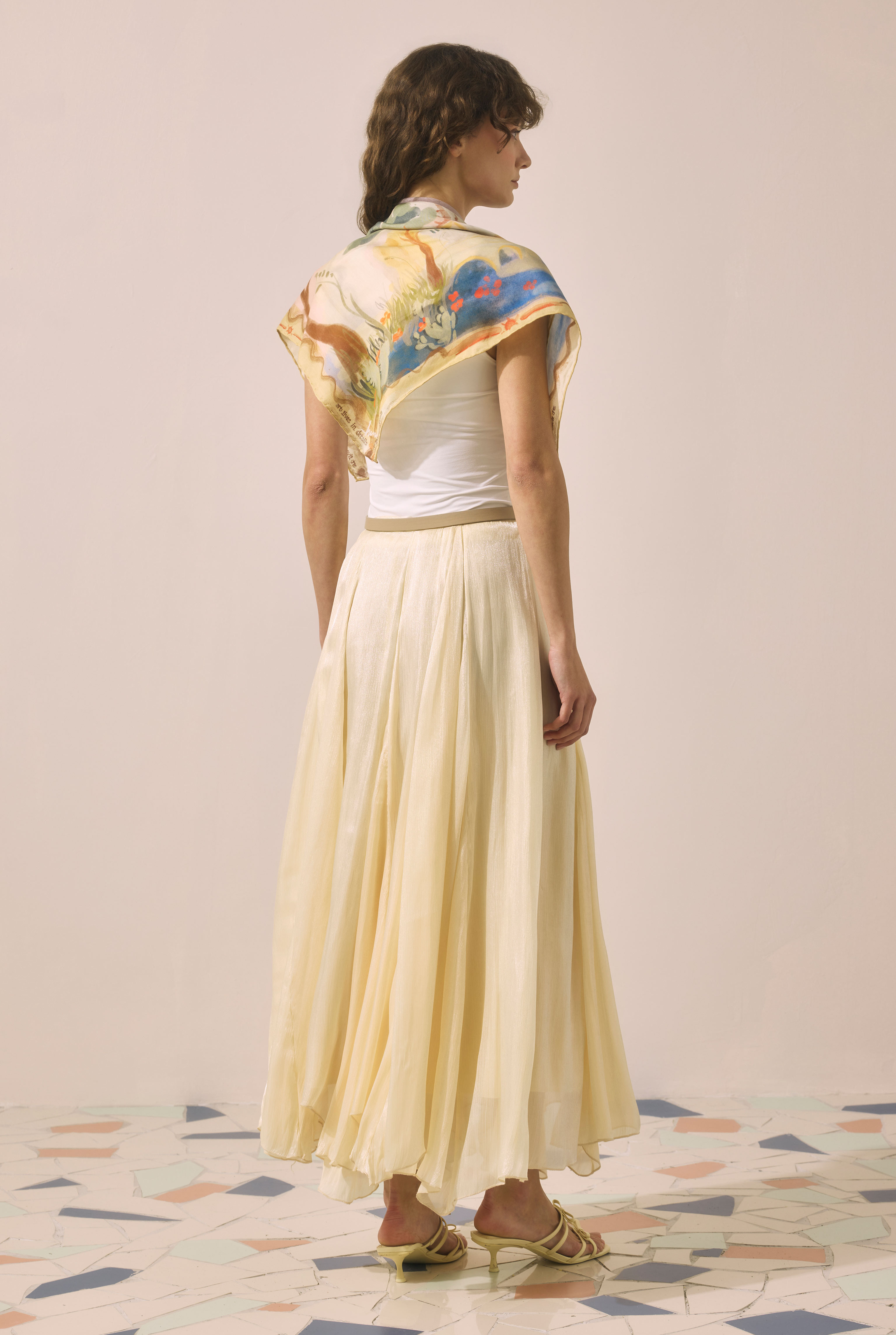 Shimmery Crinkle Skirt Soft Yellow - 5