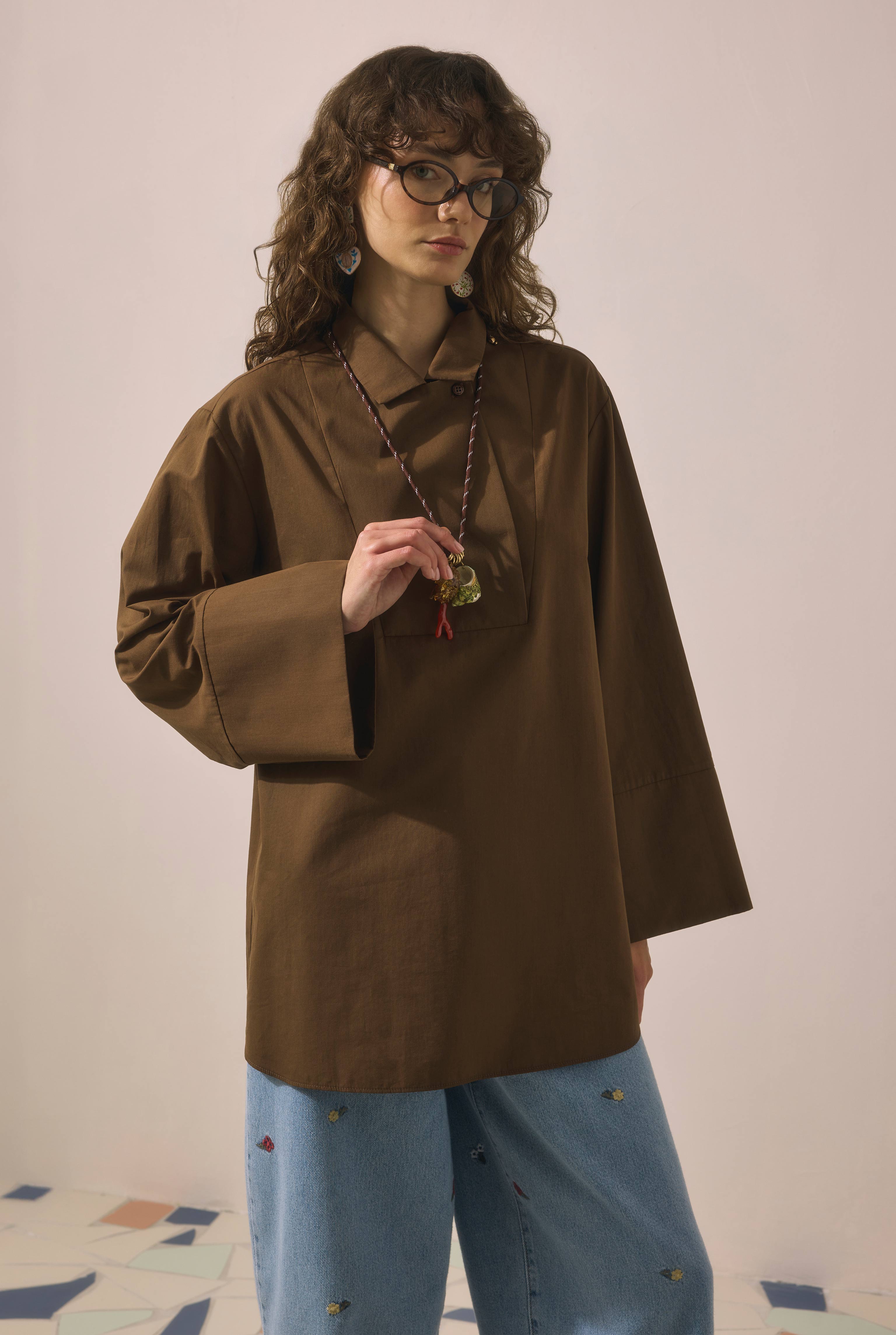 Double-Breasted Tunic Brown - 2