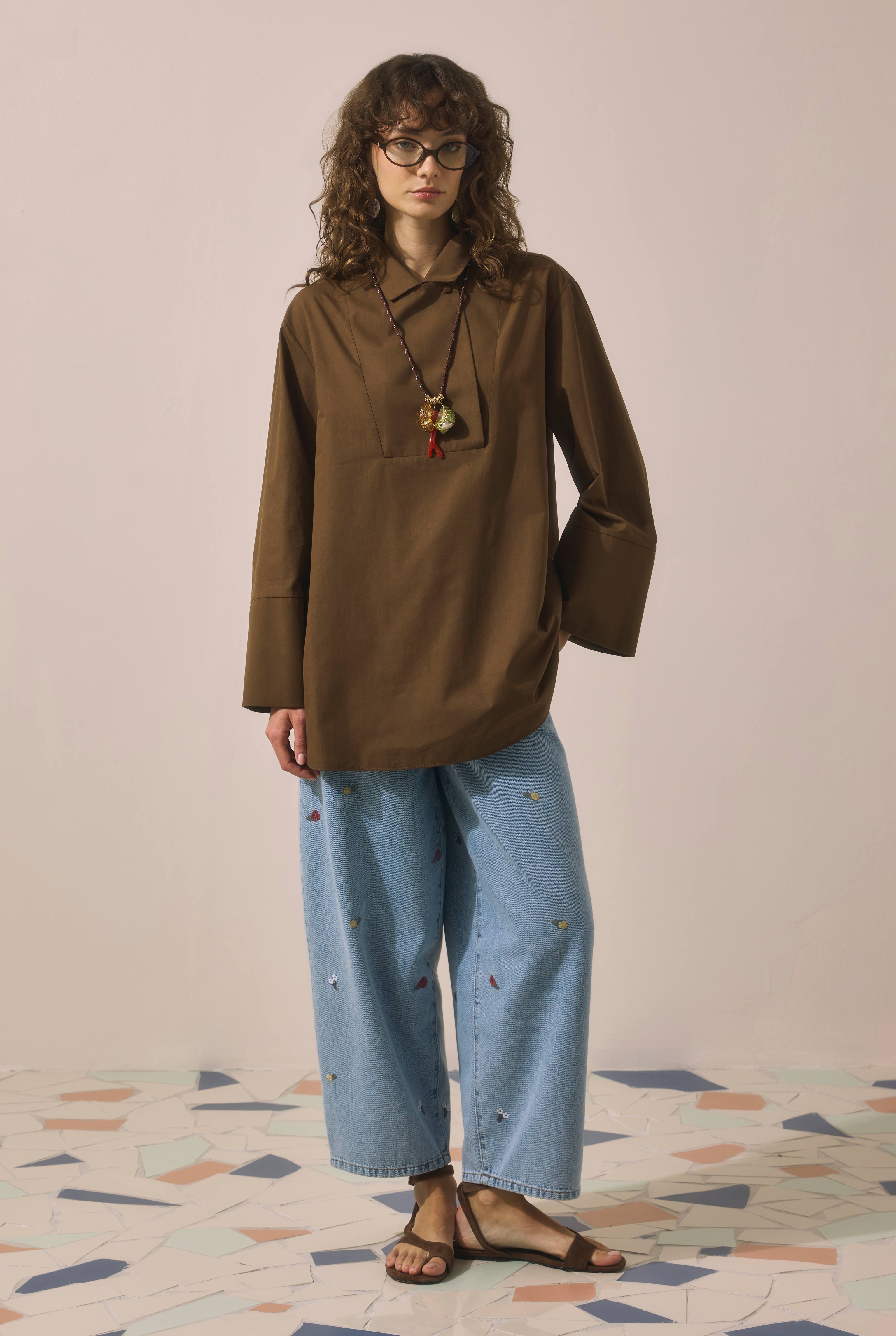 Double-Breasted Tunic Brown - 1