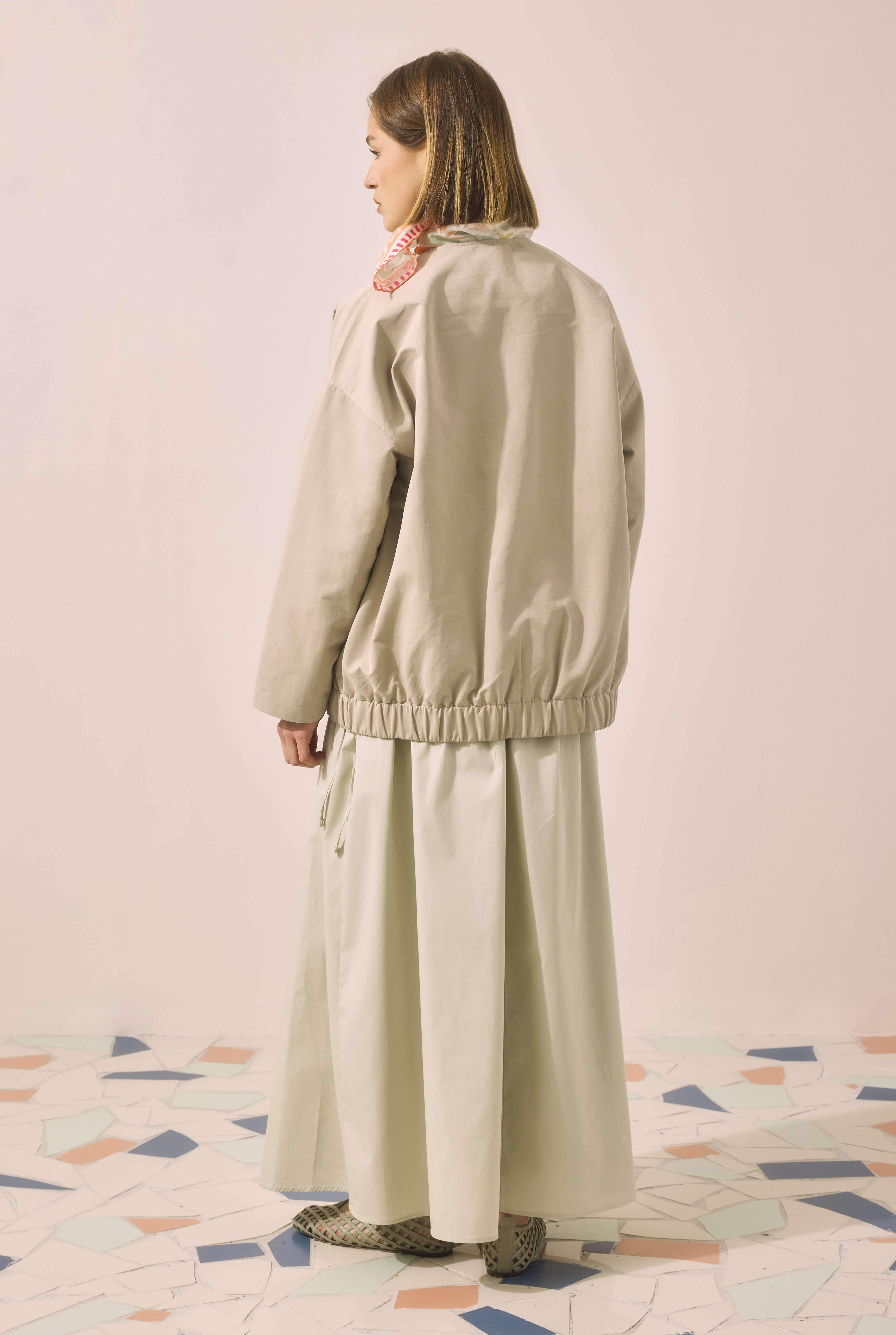 Canvas Bomber Jacket Sand Beige - 4