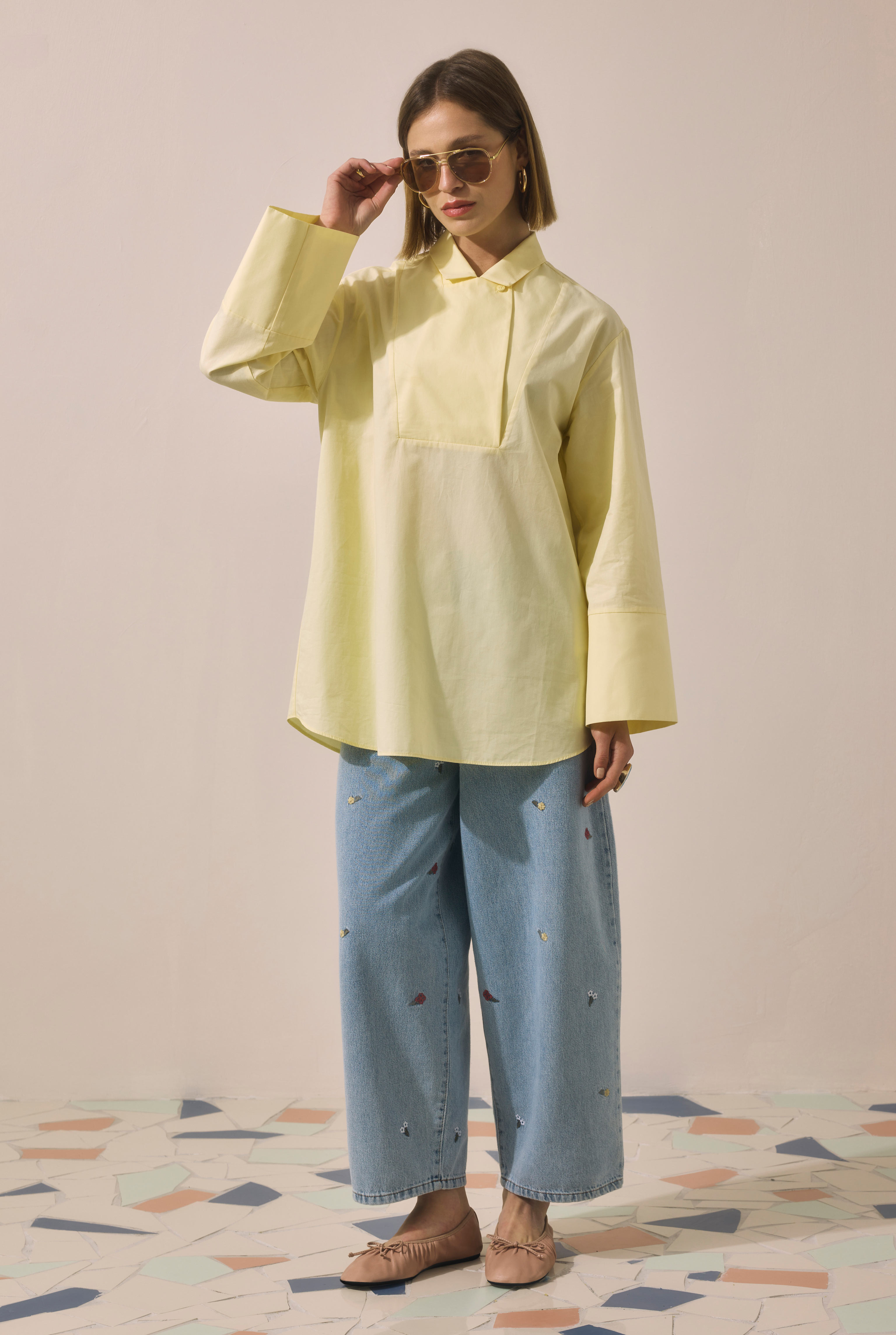 Double-Breasted Tunic Soft Yellow - 2