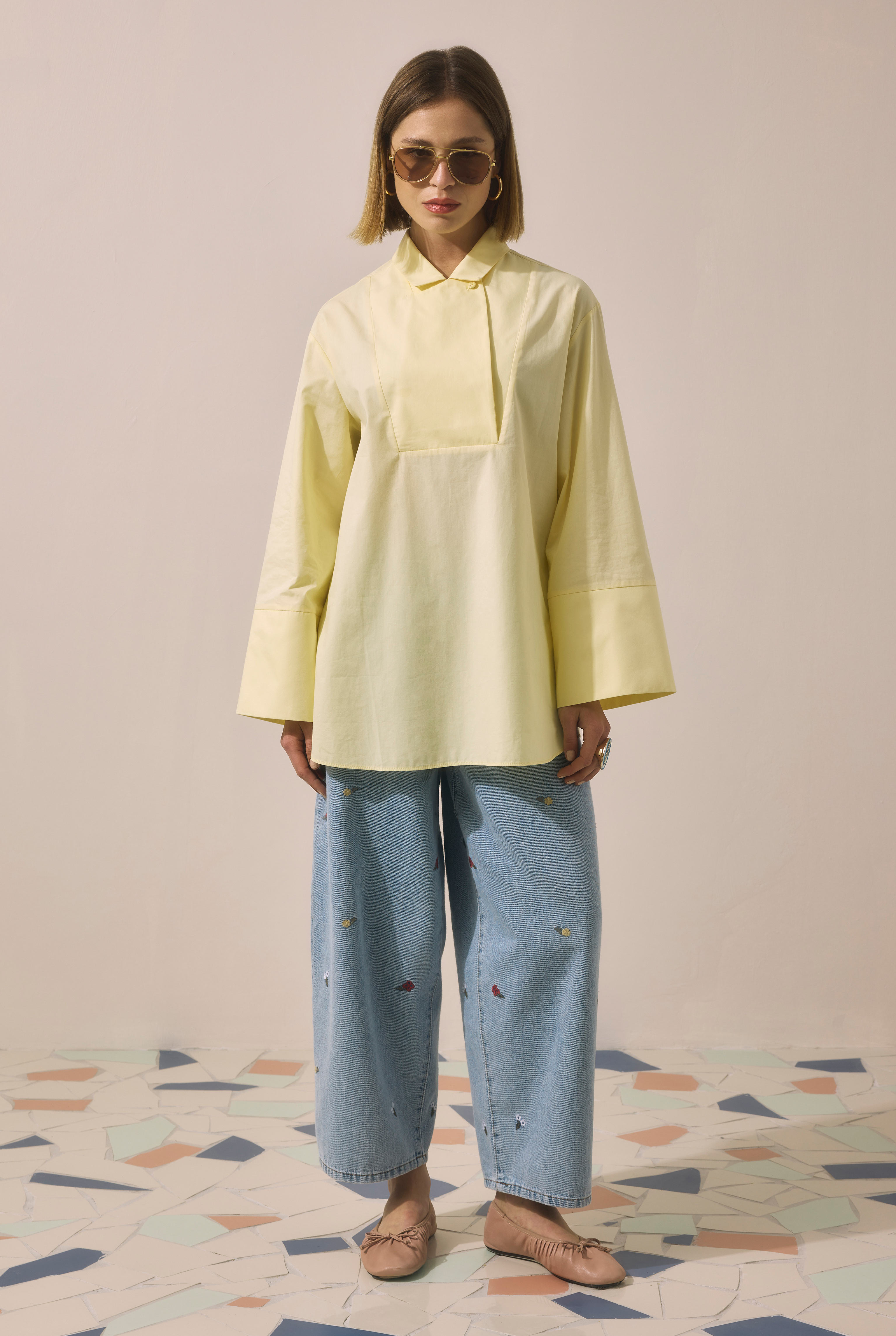 Double-Breasted Tunic Soft Yellow - 3
