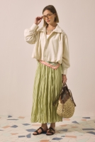 Wrinkled Voile Skirt Sage Green 