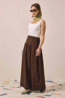 Tie Detailed Poplin Skirt Dark Brown 