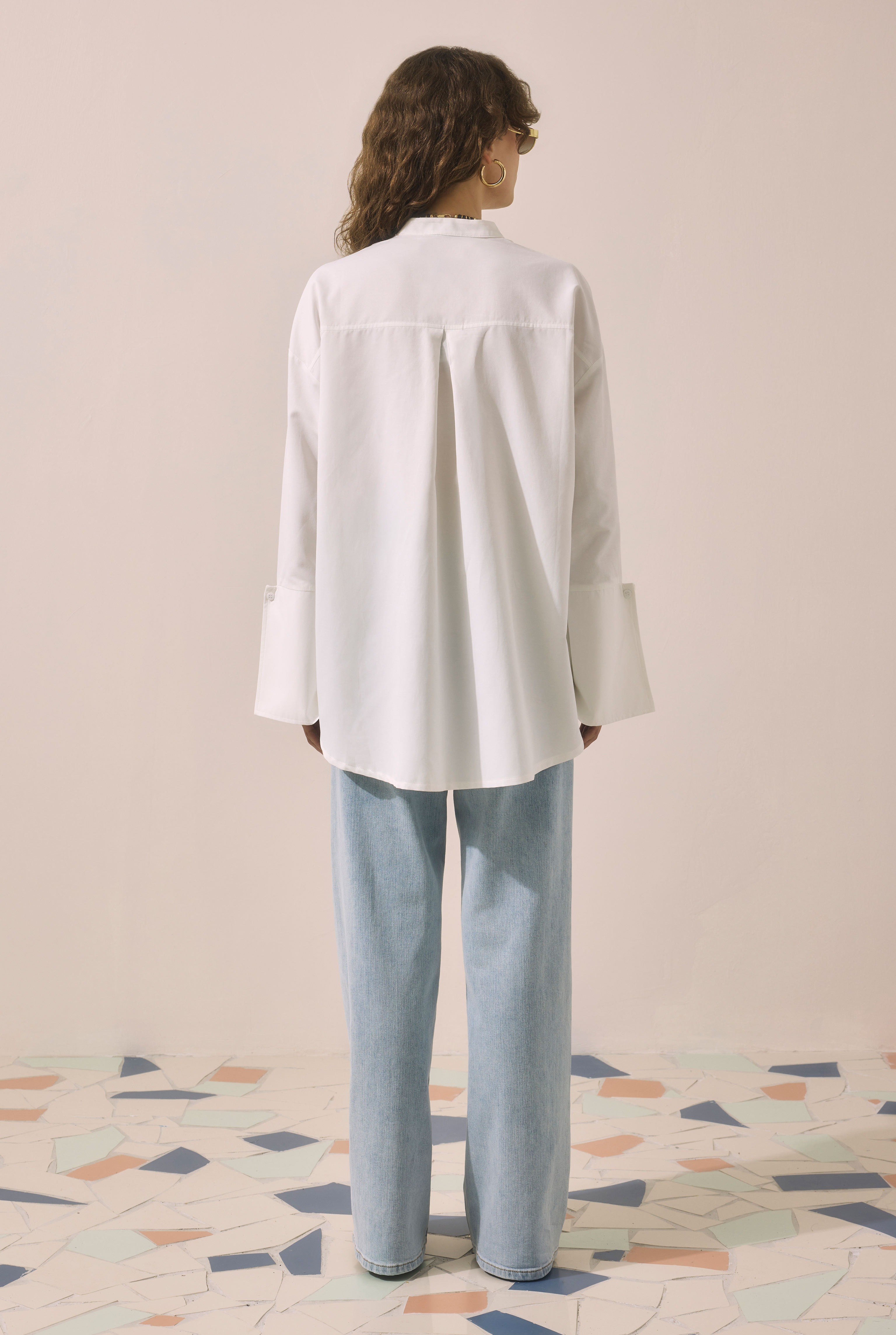 Cuff Detailed Shirt Ecru - 4