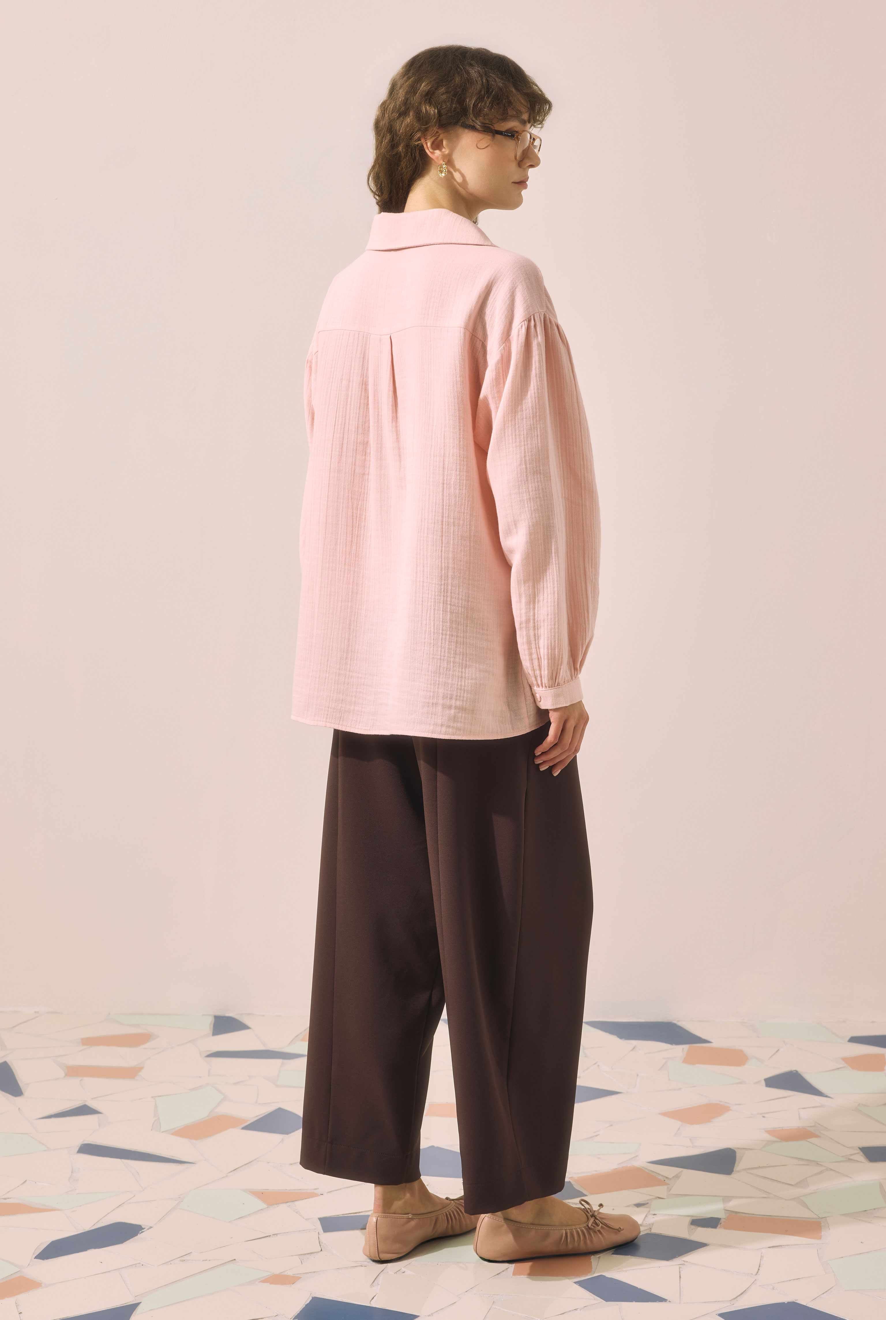 Placket Detailed Tunic Powder Pink - 8