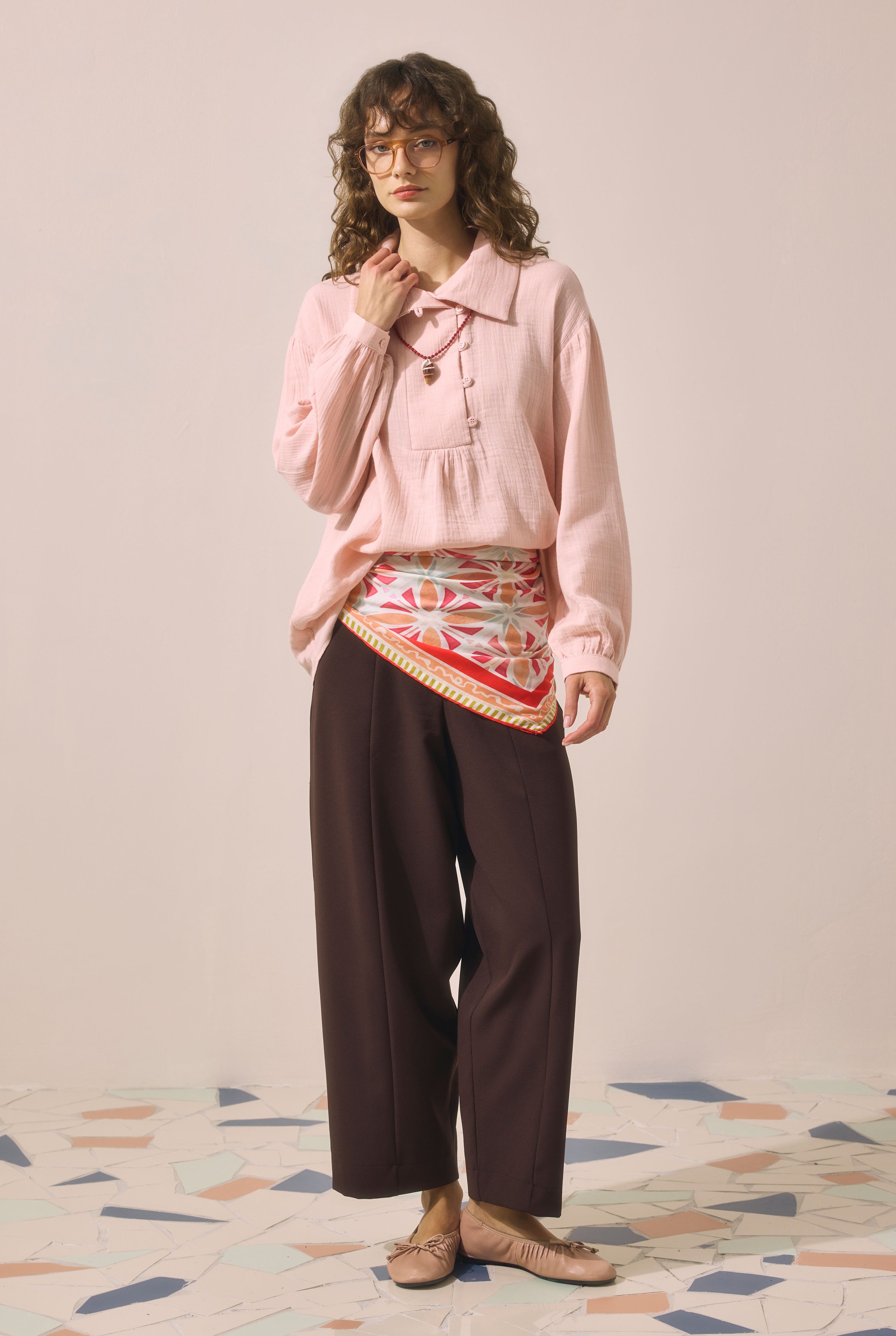 Placket Detailed Tunic Powder Pink - 3