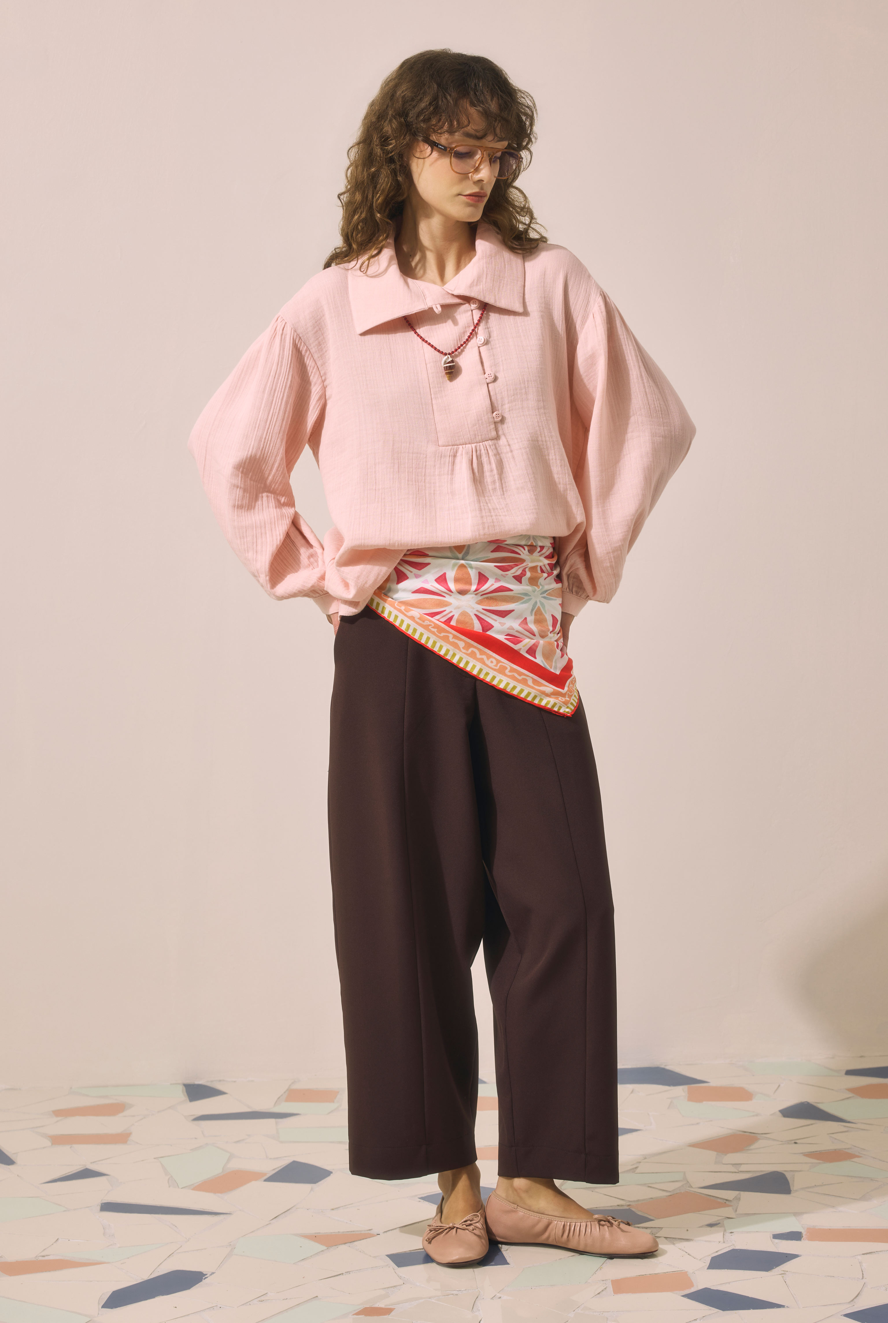 Placket Detailed Tunic Powder Pink - 4