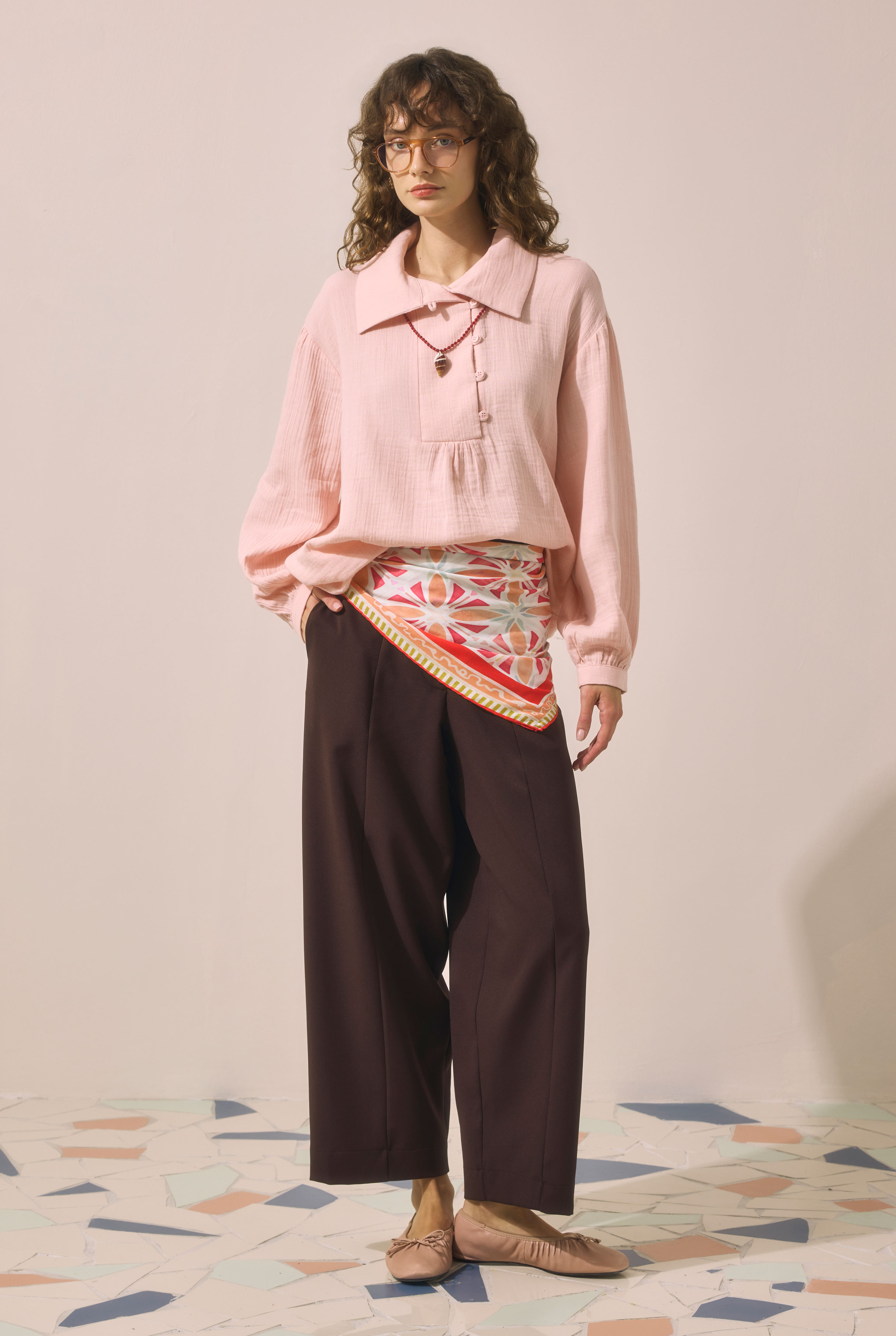 Placket Detailed Tunic Powder Pink - 5