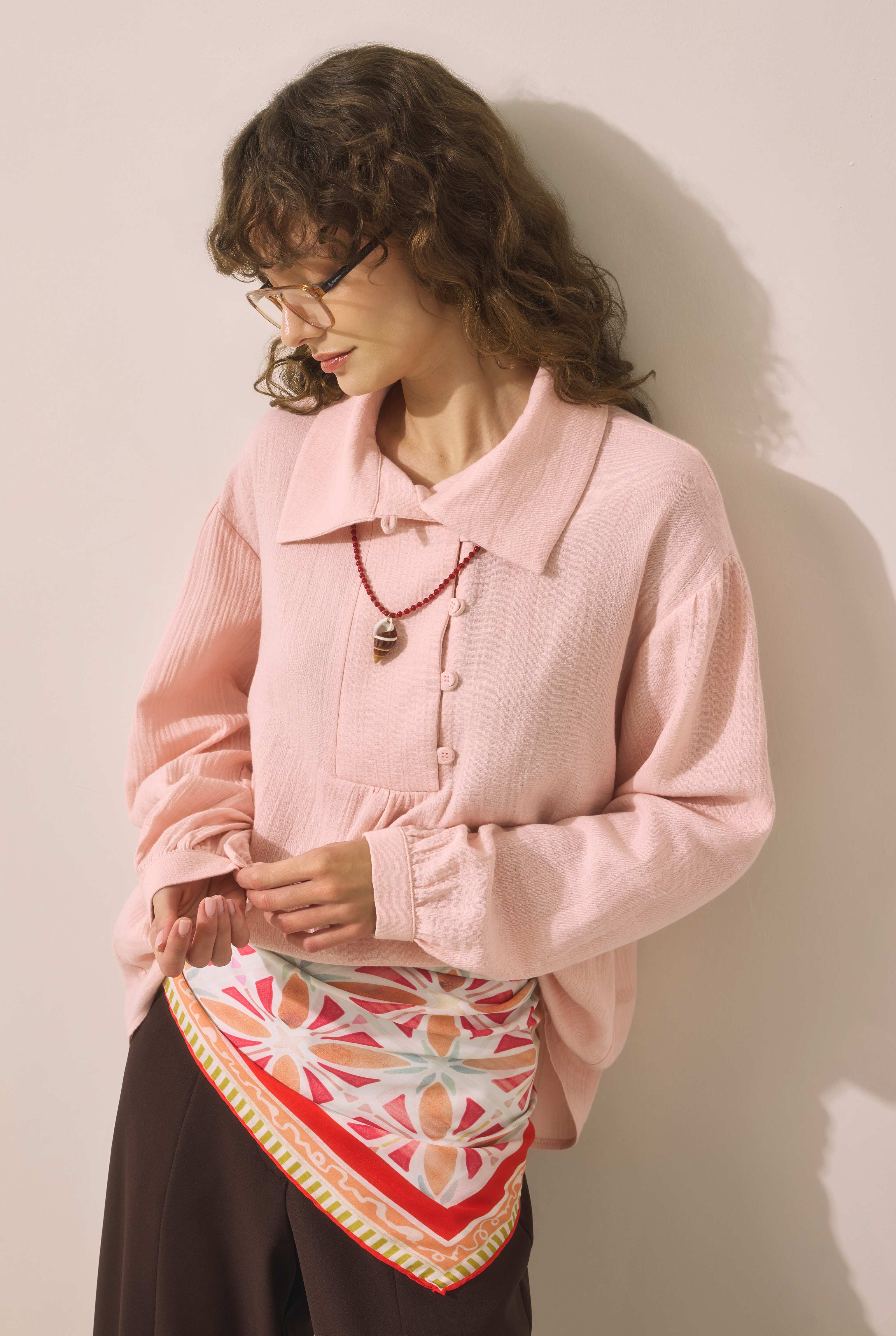 Pat Detaylı Tunik Toz Pembe - HE-QA