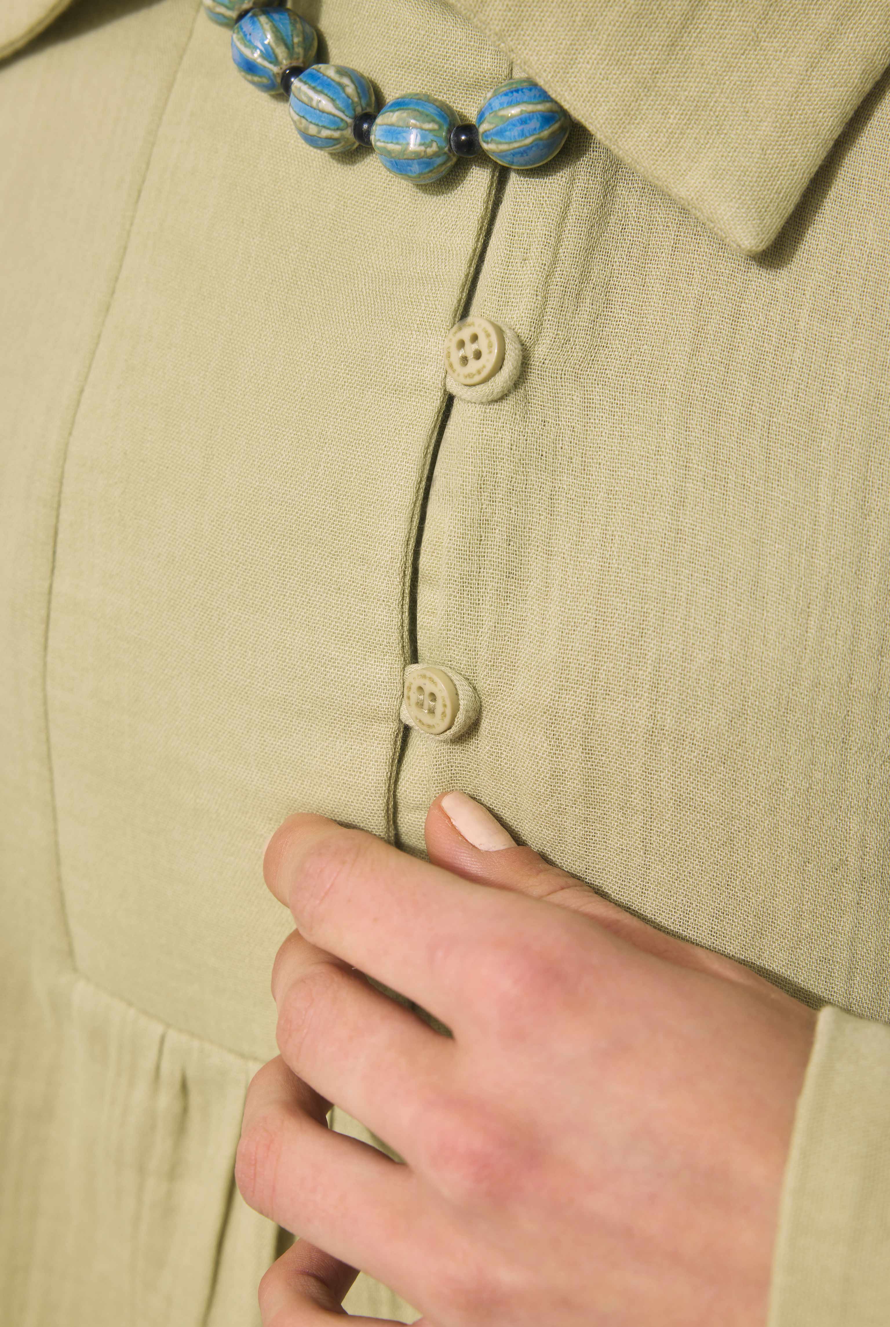 Placket Detailed Tunic Sage Green - 5