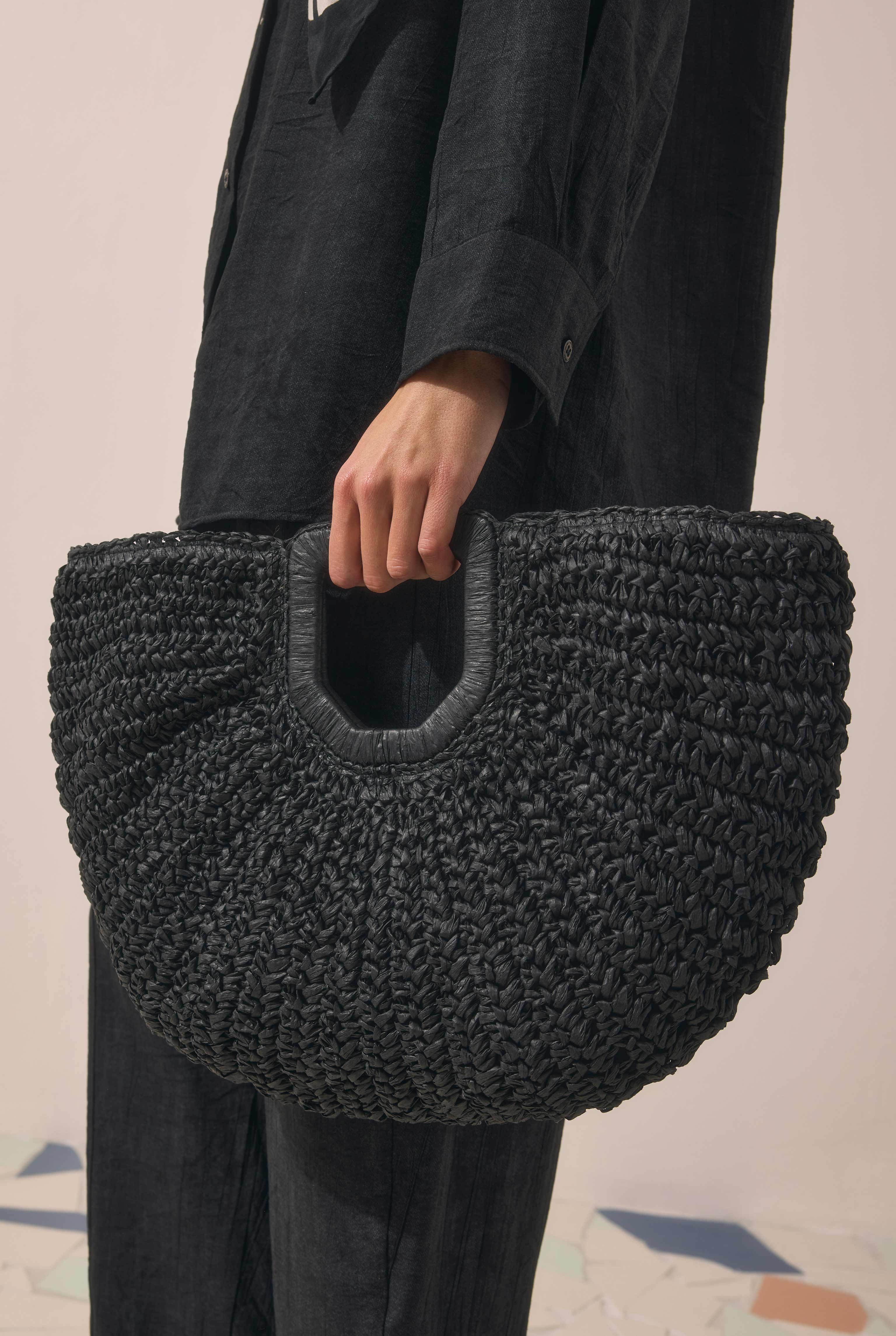 Half Moon Straw Bag Black - 2