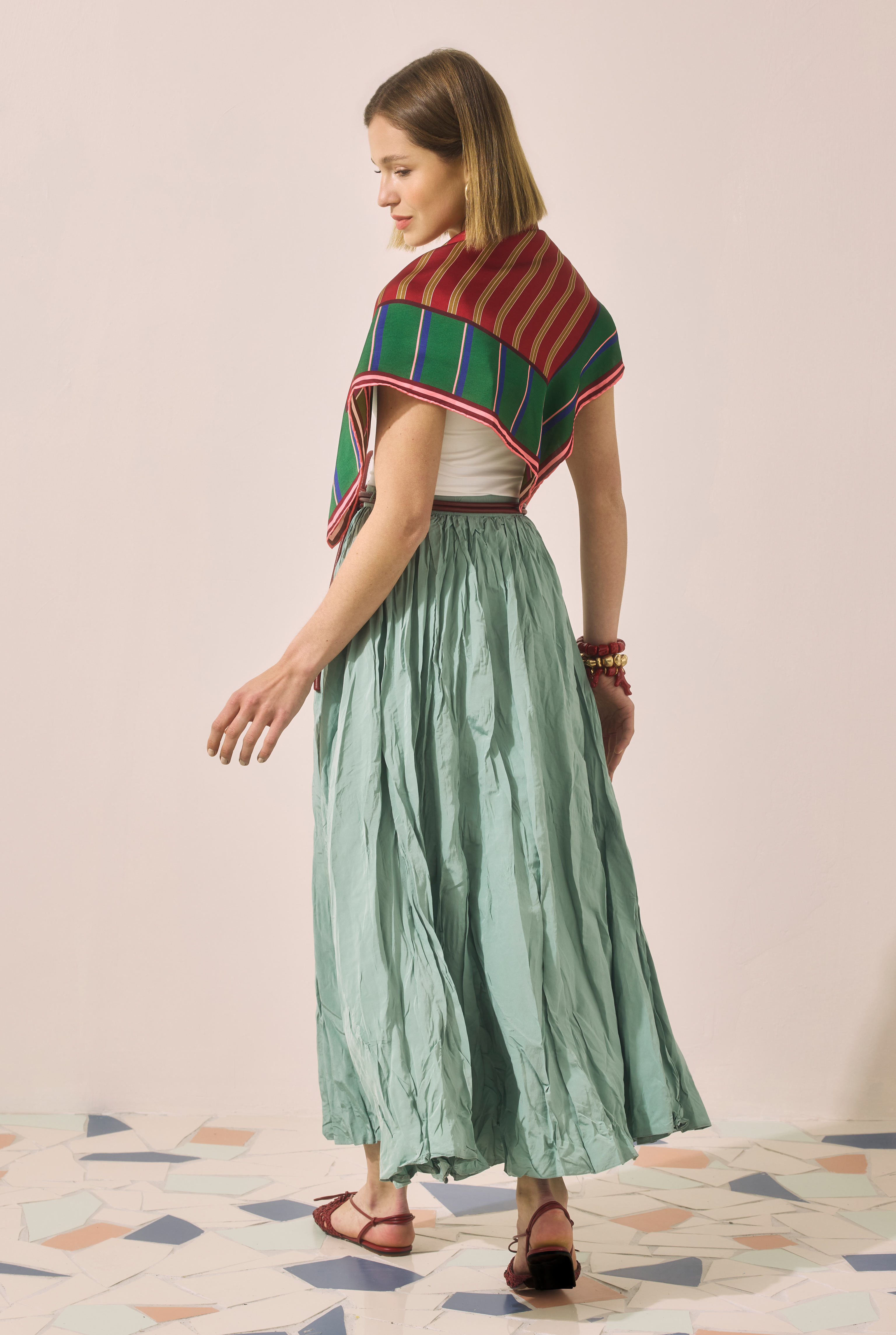 Colorful Crinkled Skirt Mint - 2