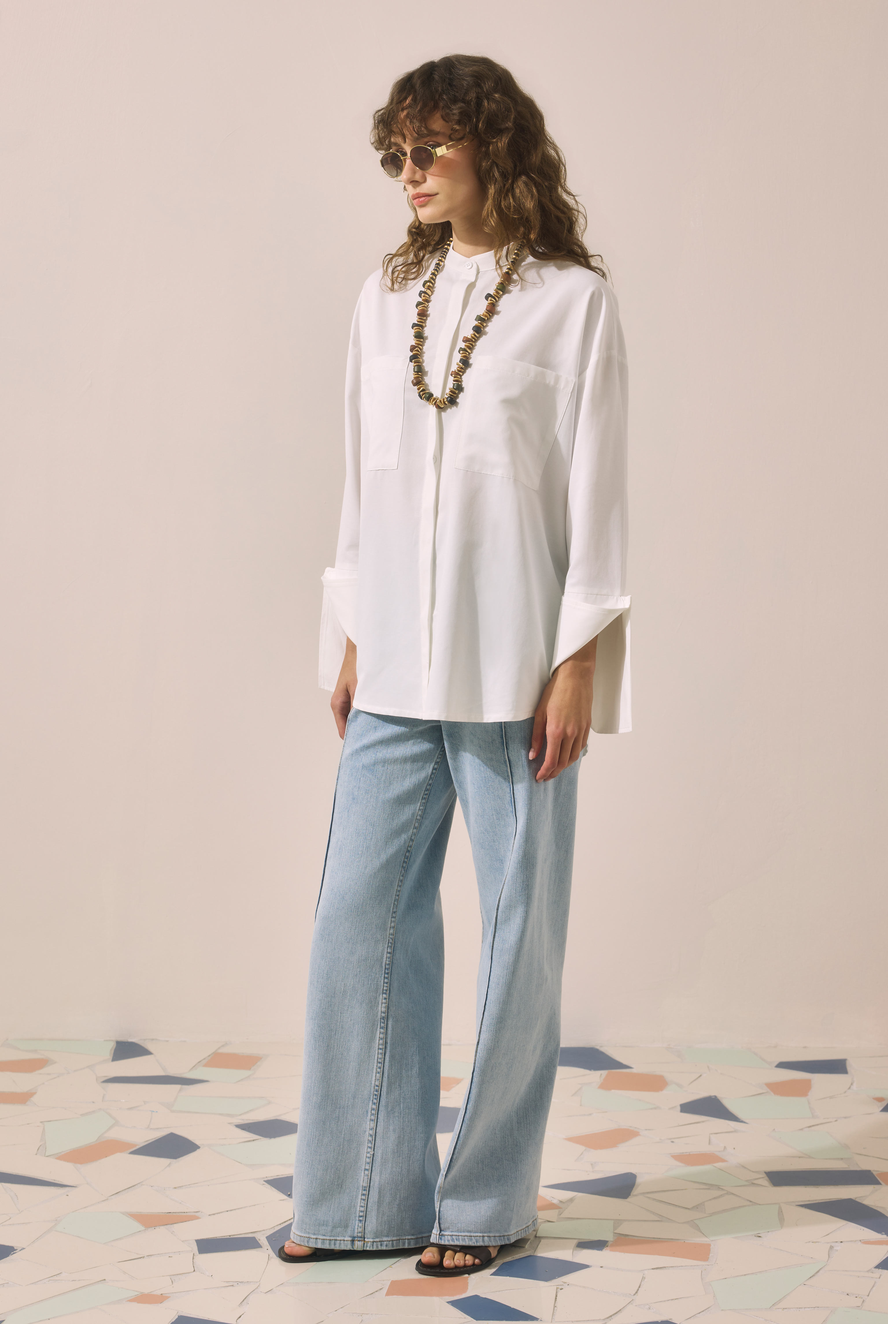 Pintuck Denim Trousers Ice Blue - 6