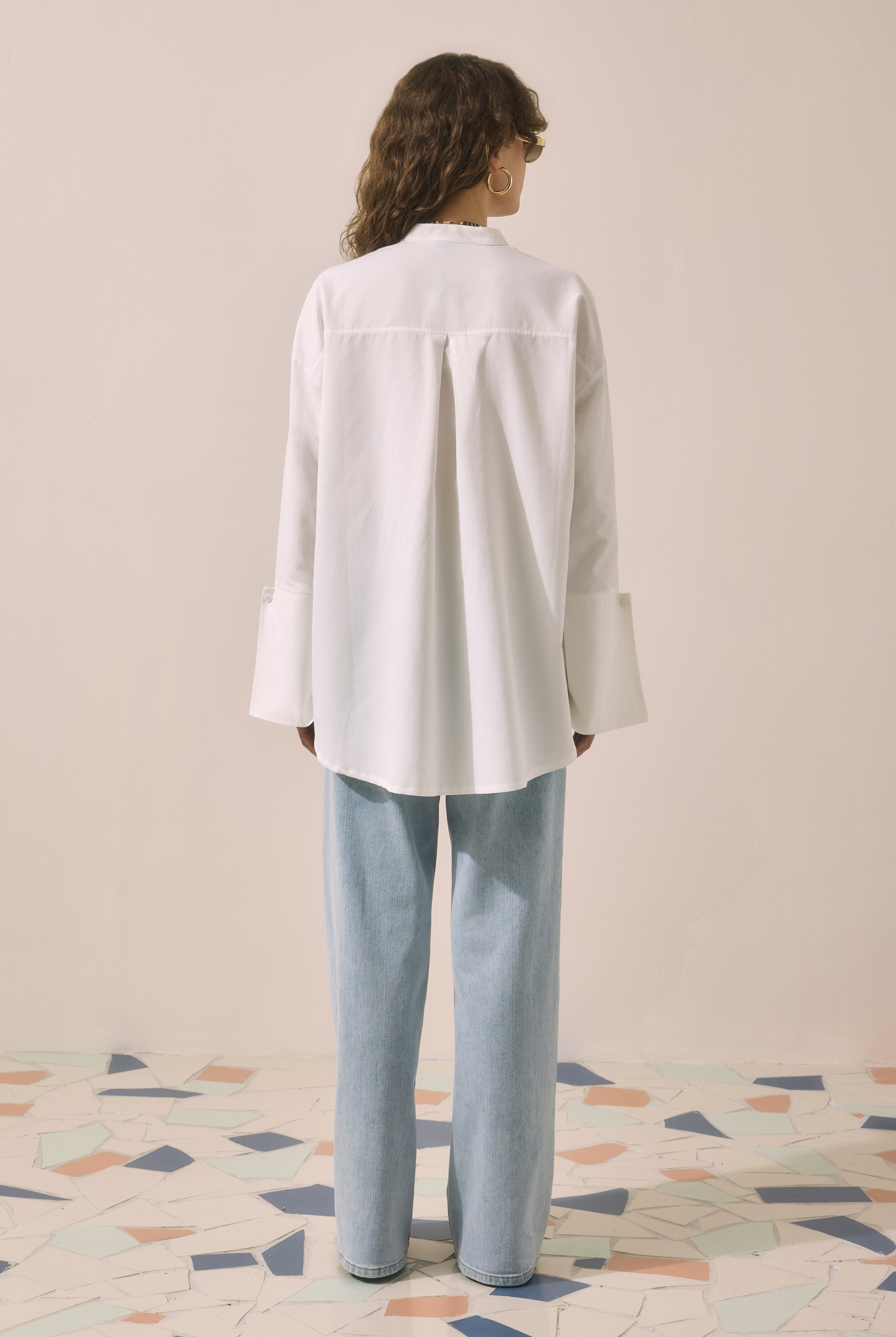 Pintuck Denim Trousers Ice Blue - 5