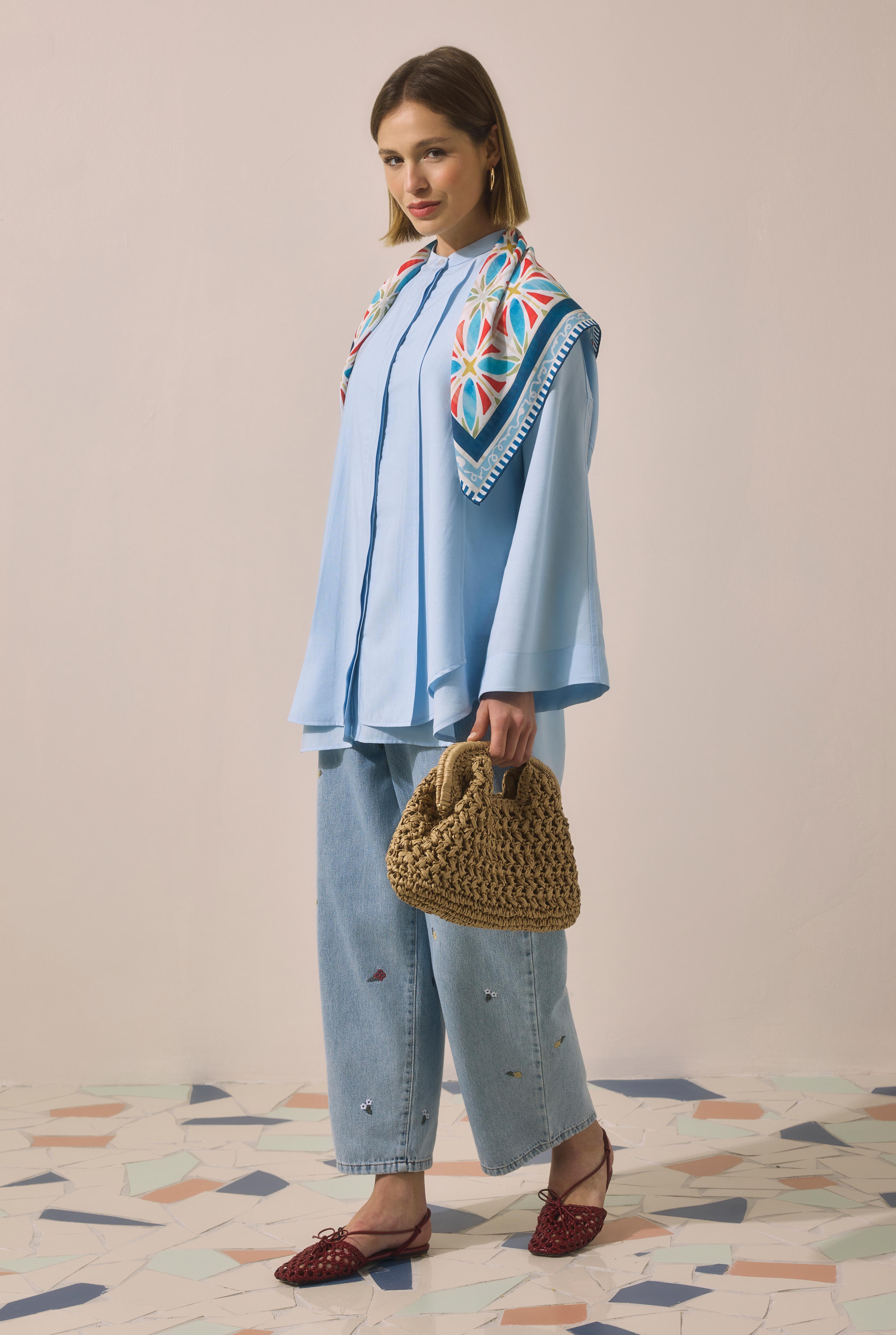 Straw Clutch Bag Camel - 2