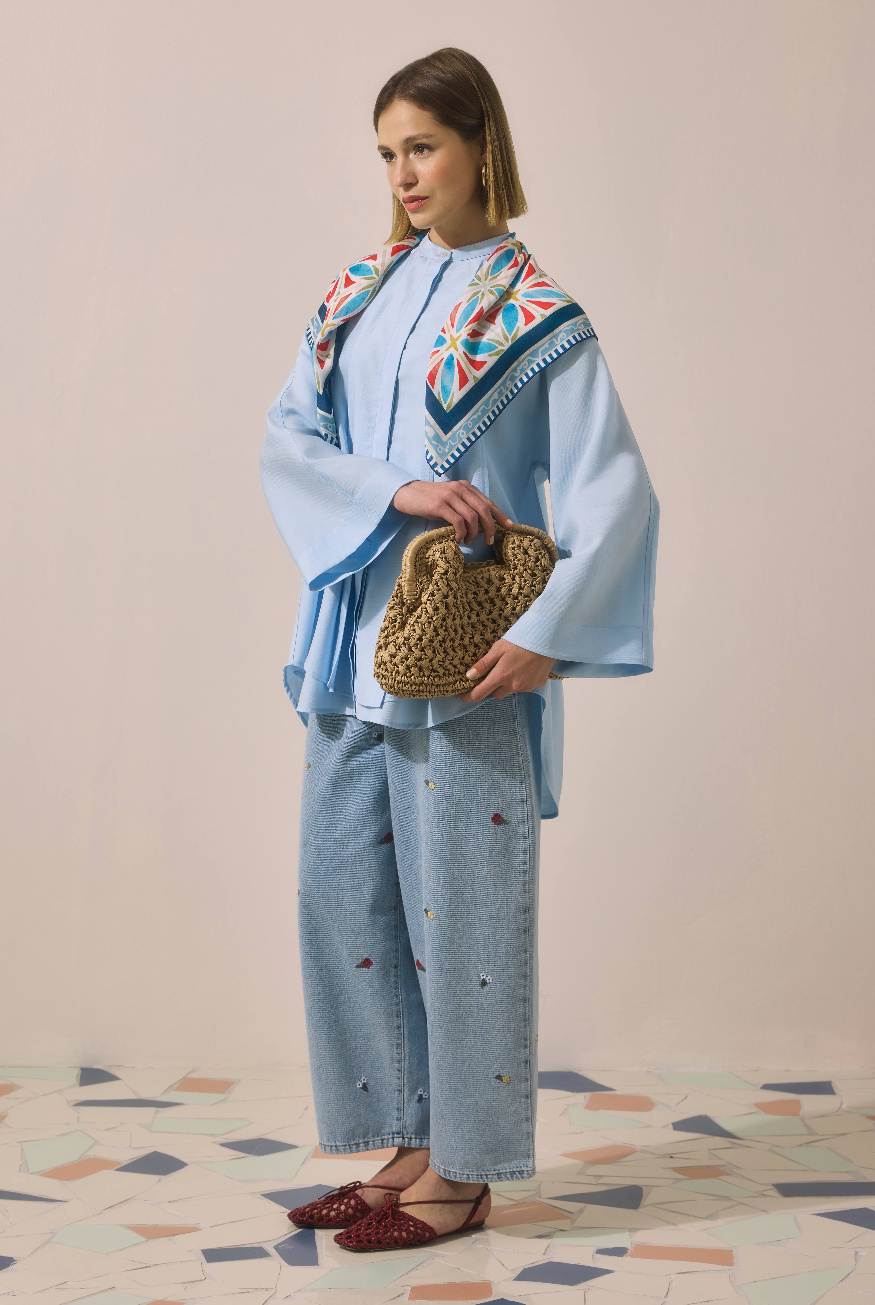 Straw Clutch Bag Camel - 5