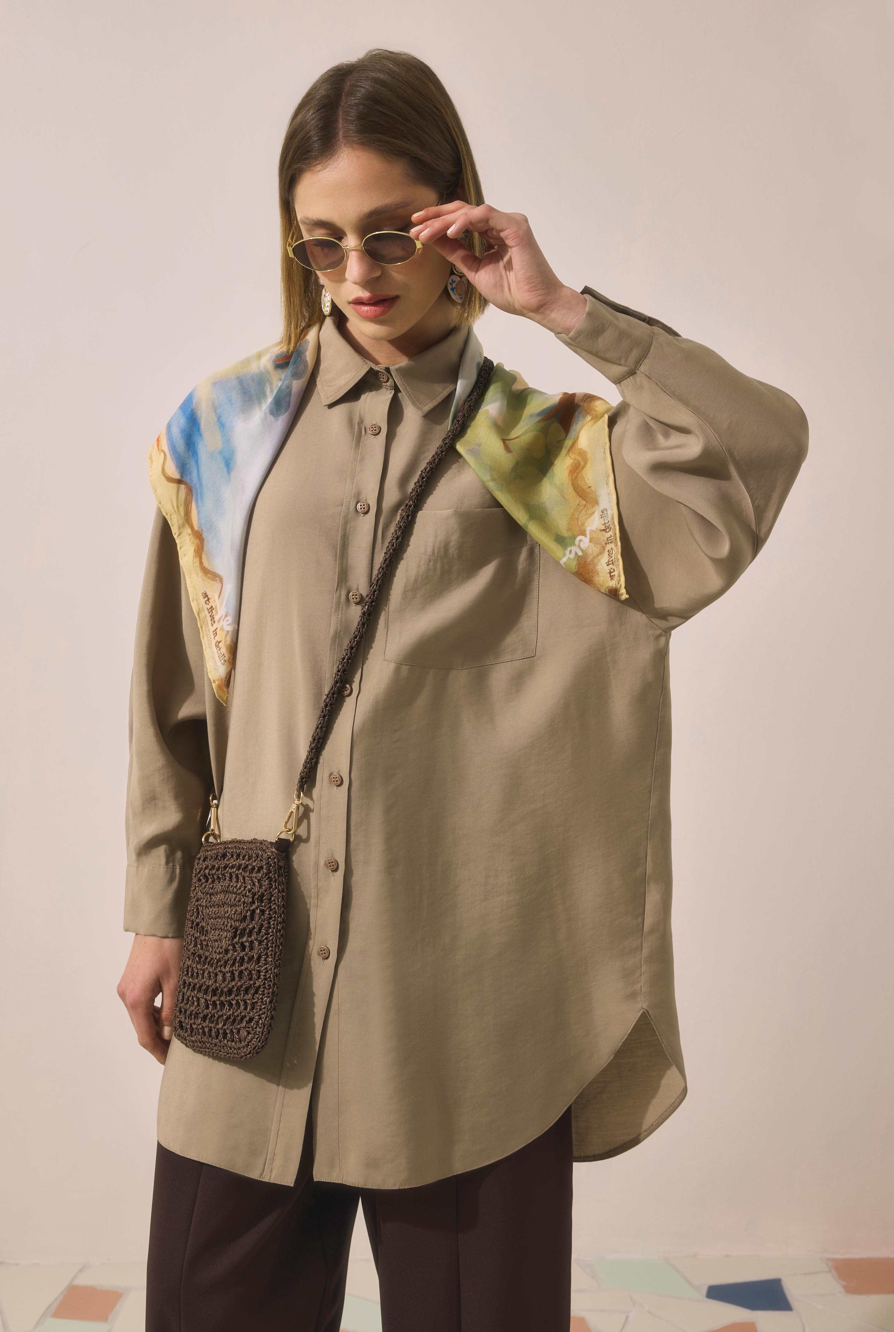 Raglan Sleeve Modal Shirt Light Mink - HE-QA