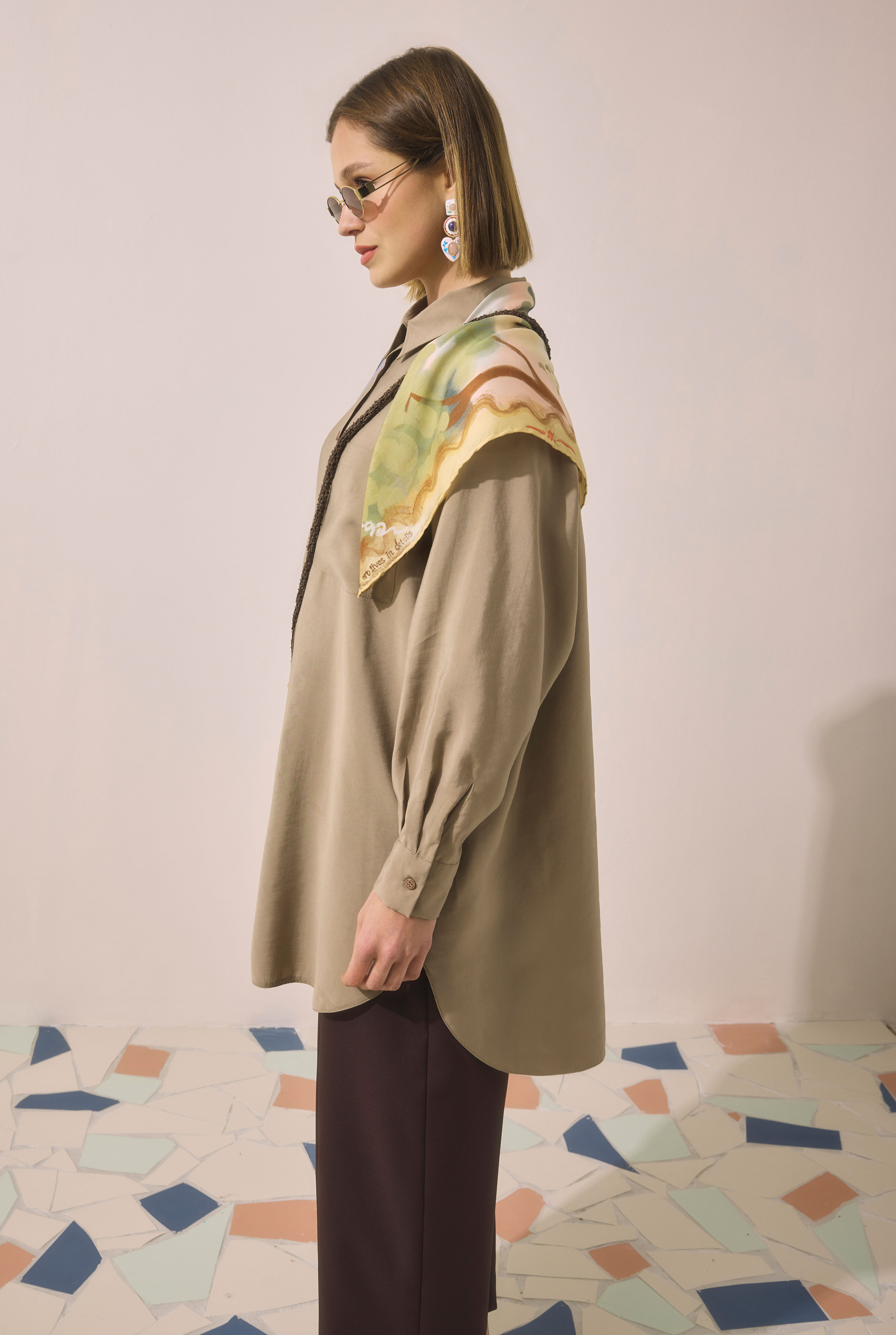 Raglan Sleeve Modal Shirt Light Mink - 3