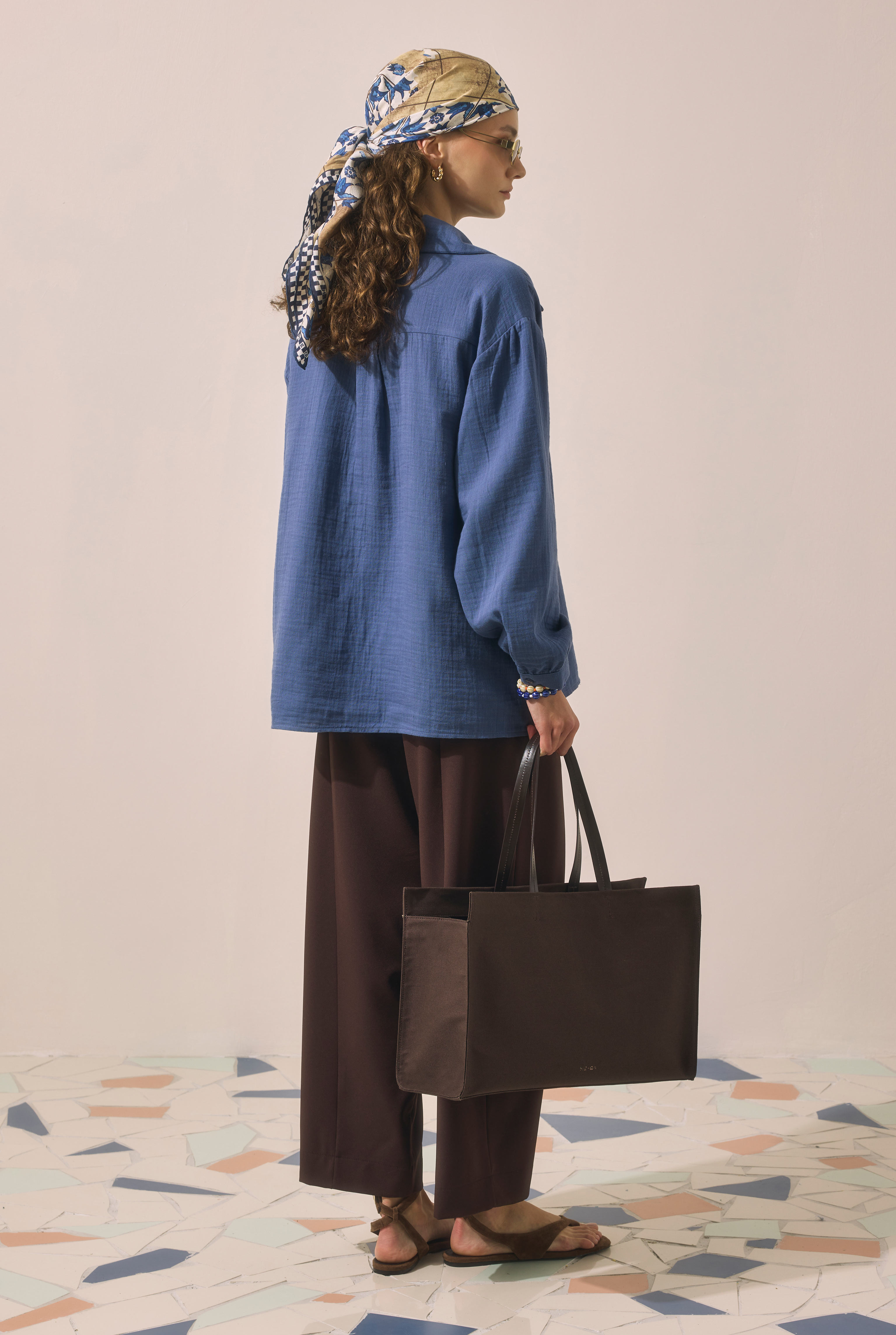 Placket Detailed Tunic Horizon Blue - 5