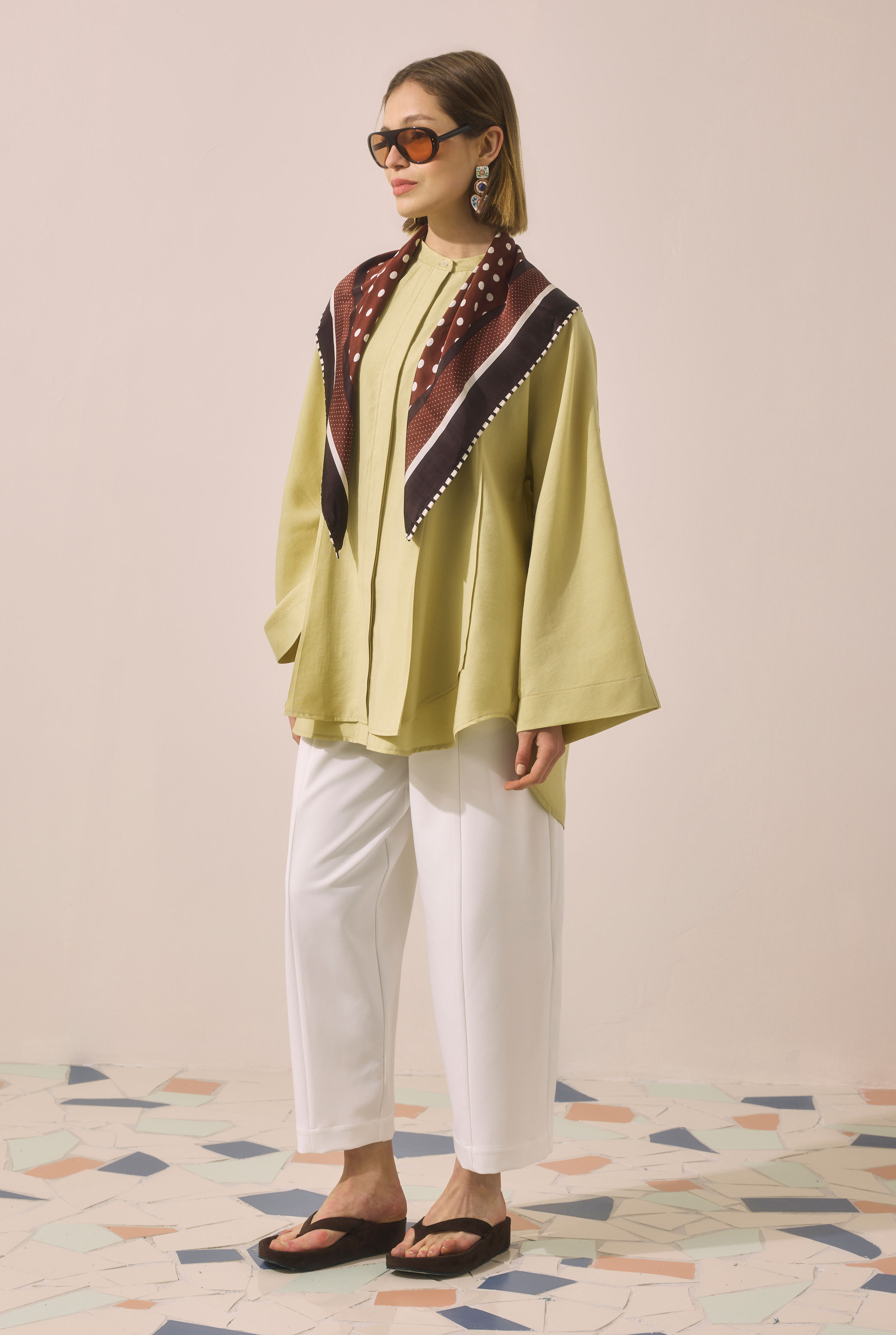 Pleat Detailed Shirt Honey - 3