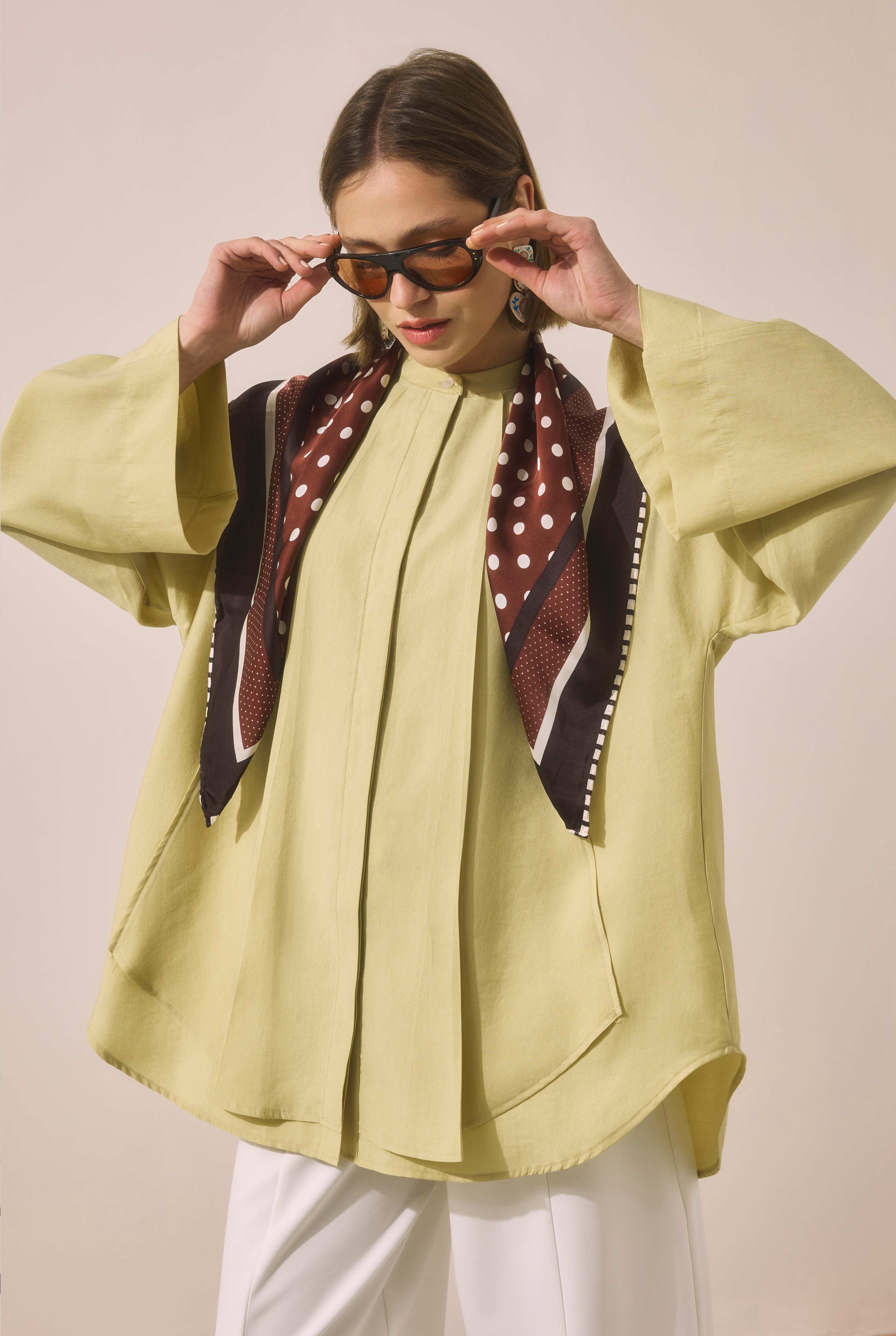 Pleat Detailed Shirt Honey - 1