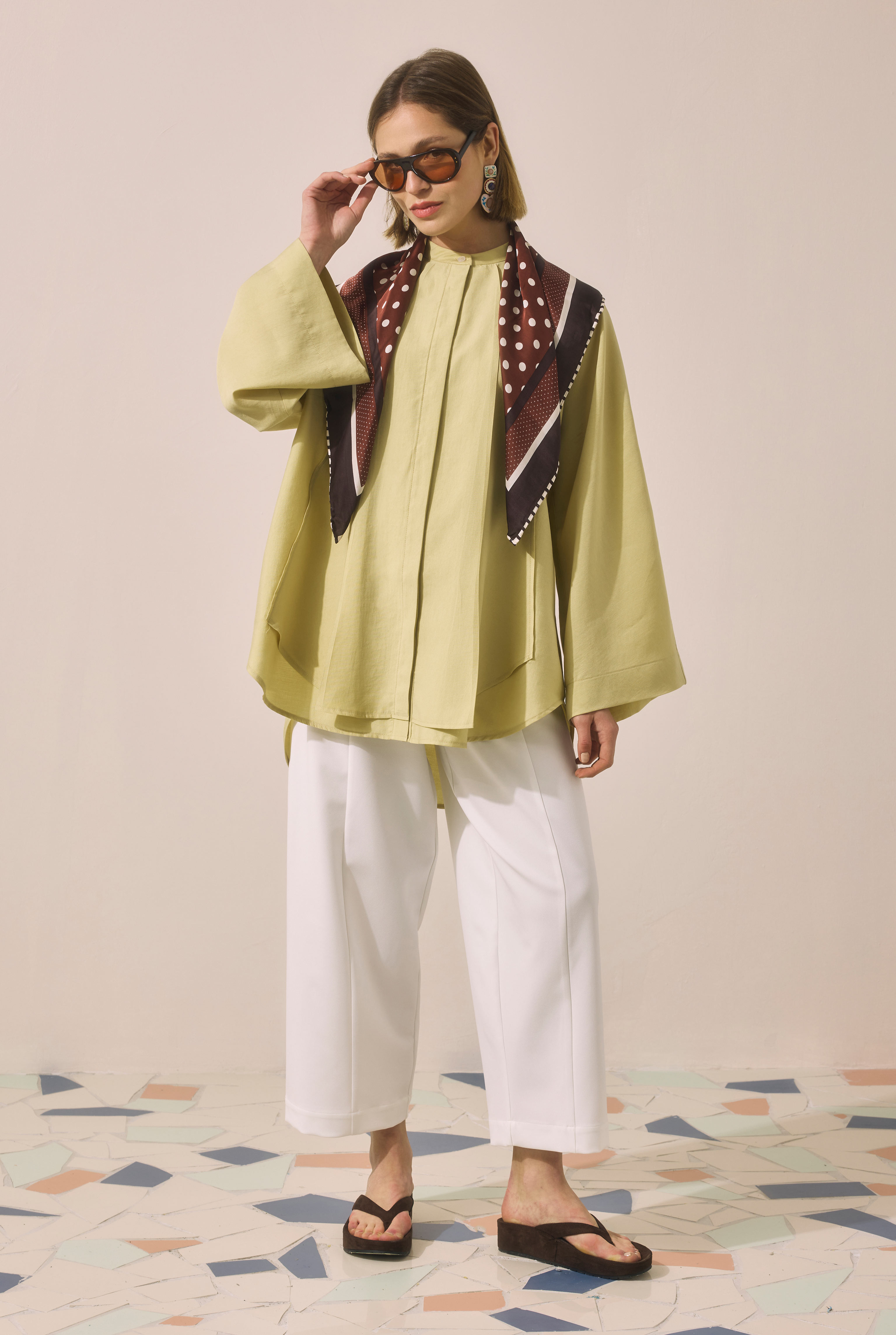 Pleat Detailed Shirt Honey - 2