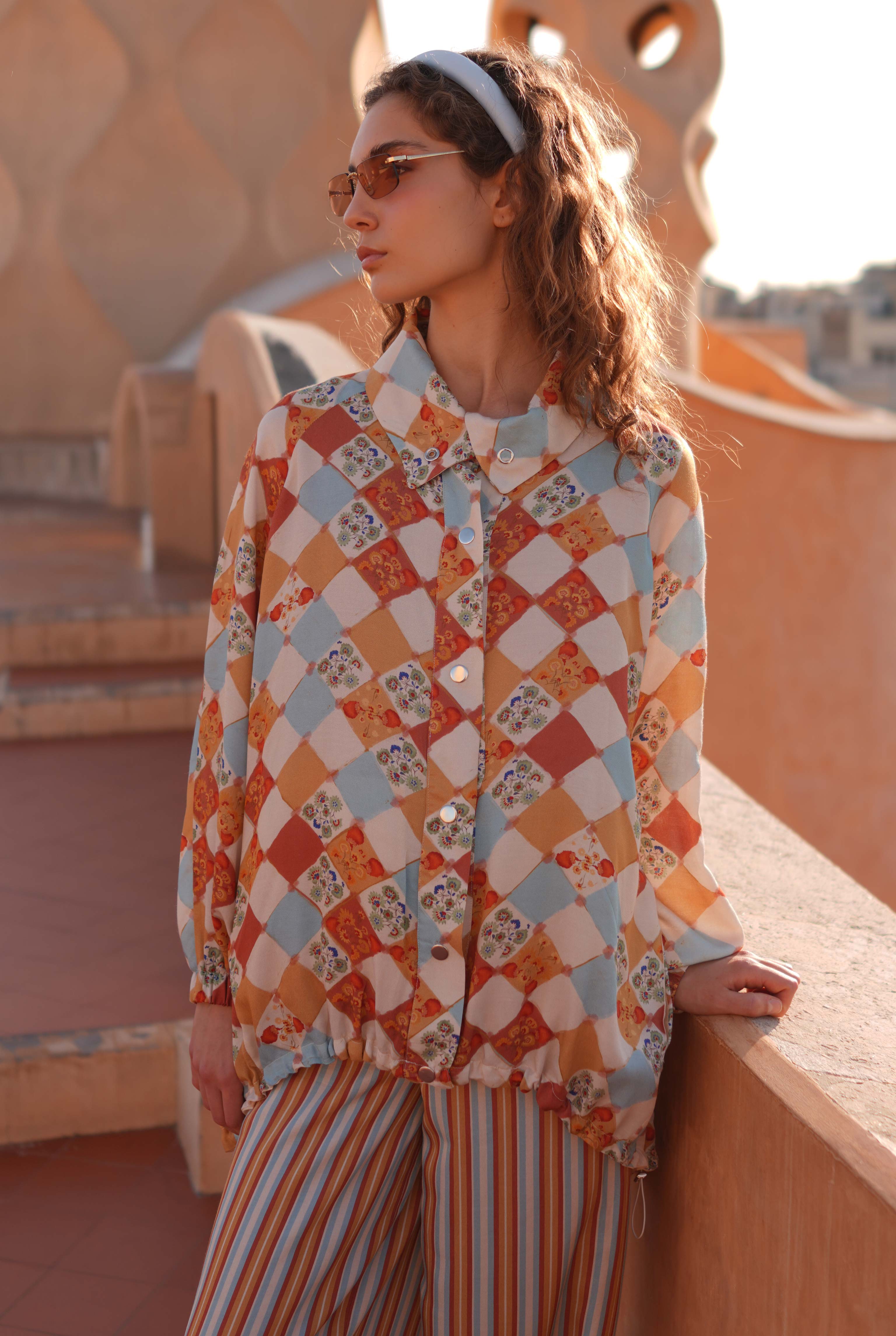 Patterned Bomber Jacket - HE-QA