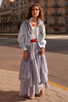 Tiered Voile Skirt Blue 