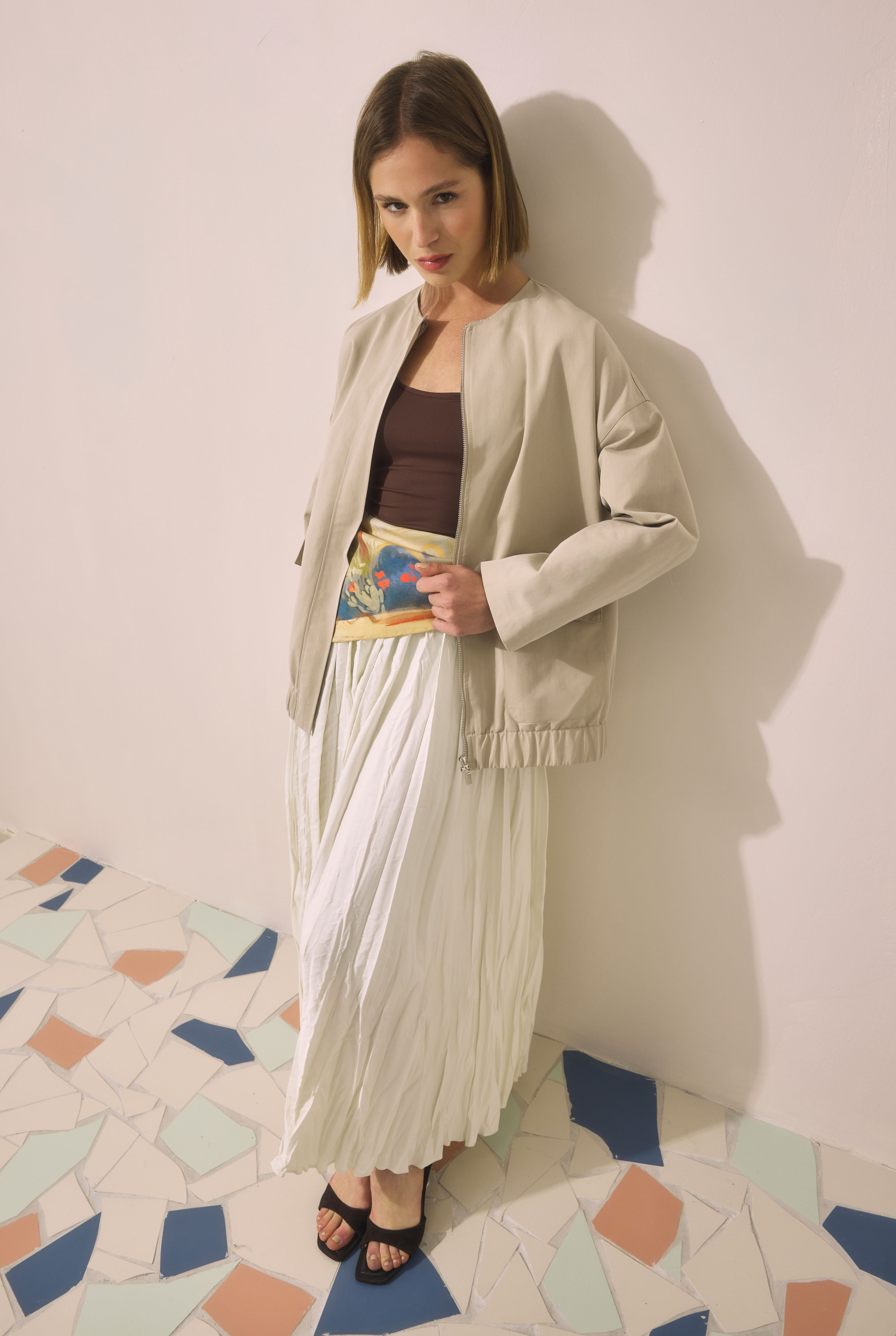 Canvas Bomber Jacket Sand Beige - 2