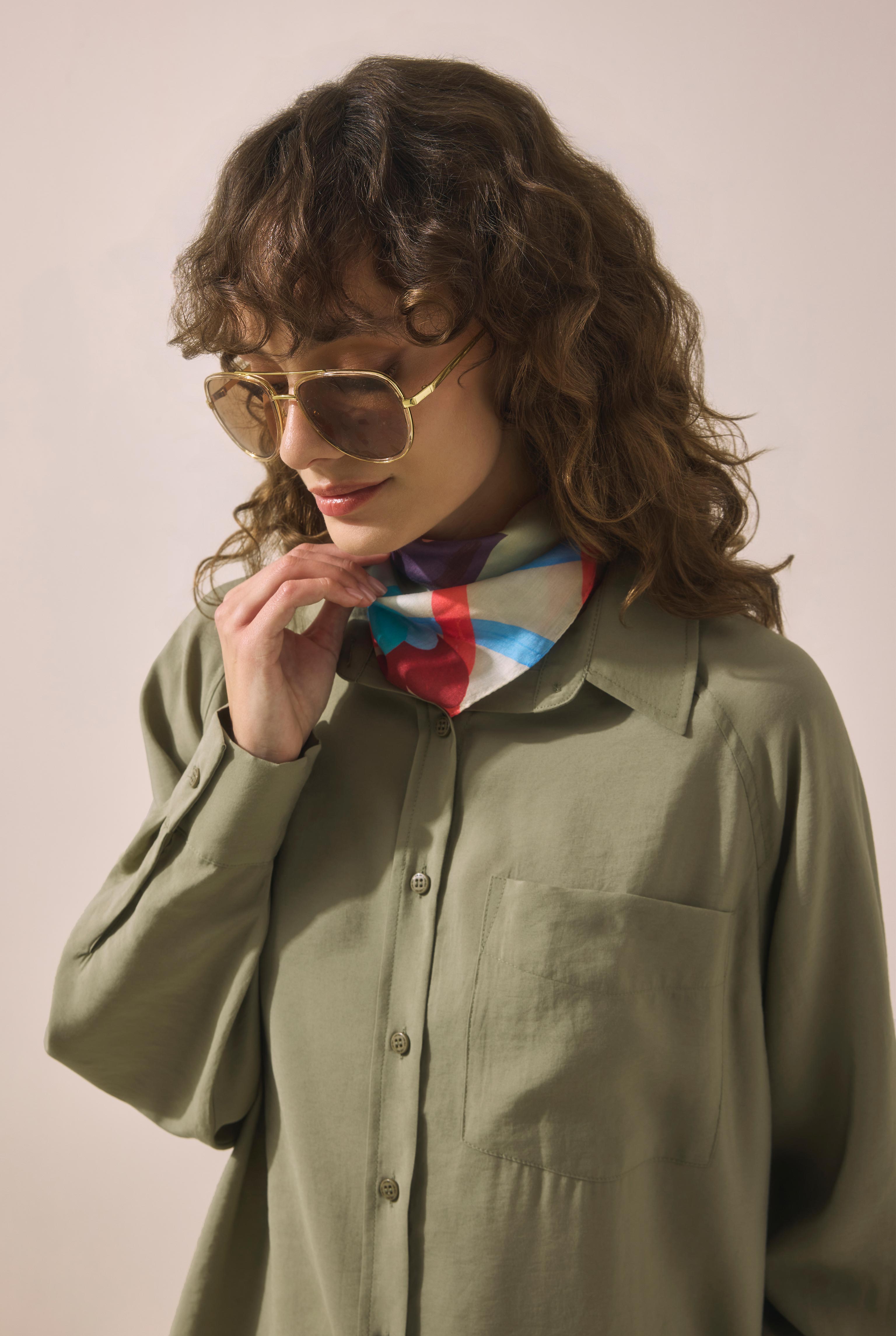 Raglan Sleeve Modal Shirt Light Khaki - 3