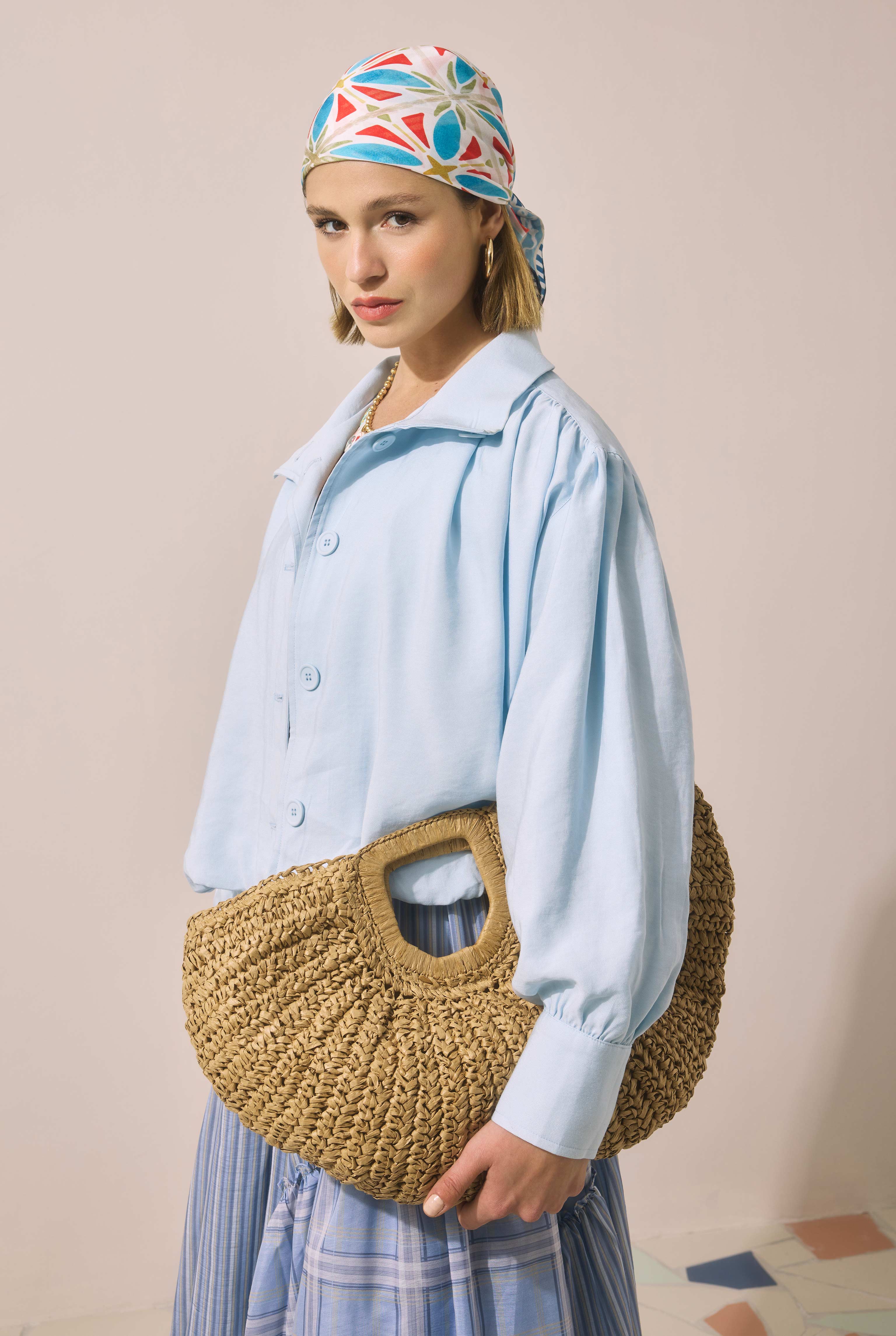 Half Moon Straw Bag Camel - 1