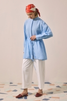 Tunnel Detailed Striped Shirt Blue 