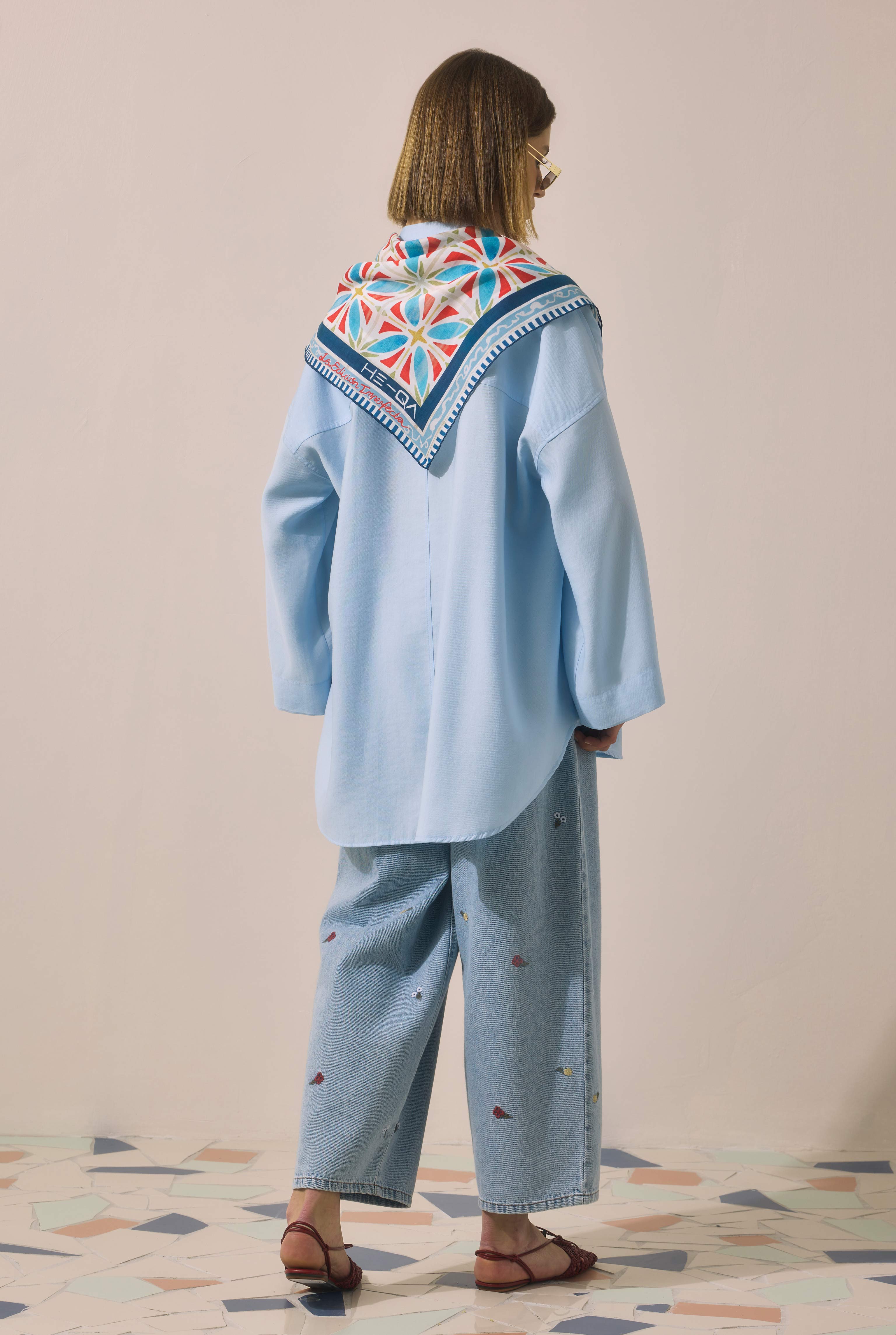 Pleat Detailed Shirt Baby Blue - 5