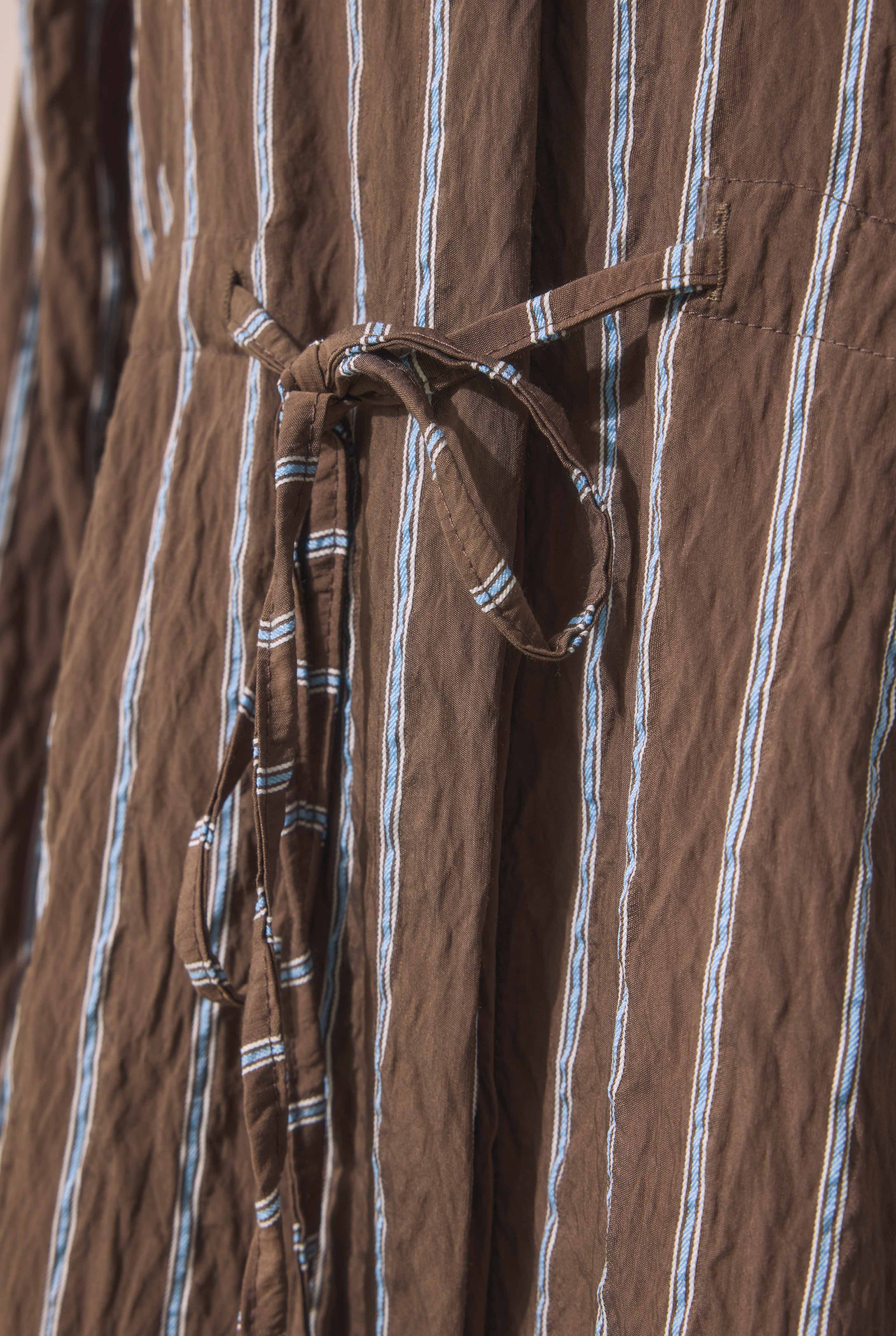 Tunnel Detailed Striped Shirt Brown - 6