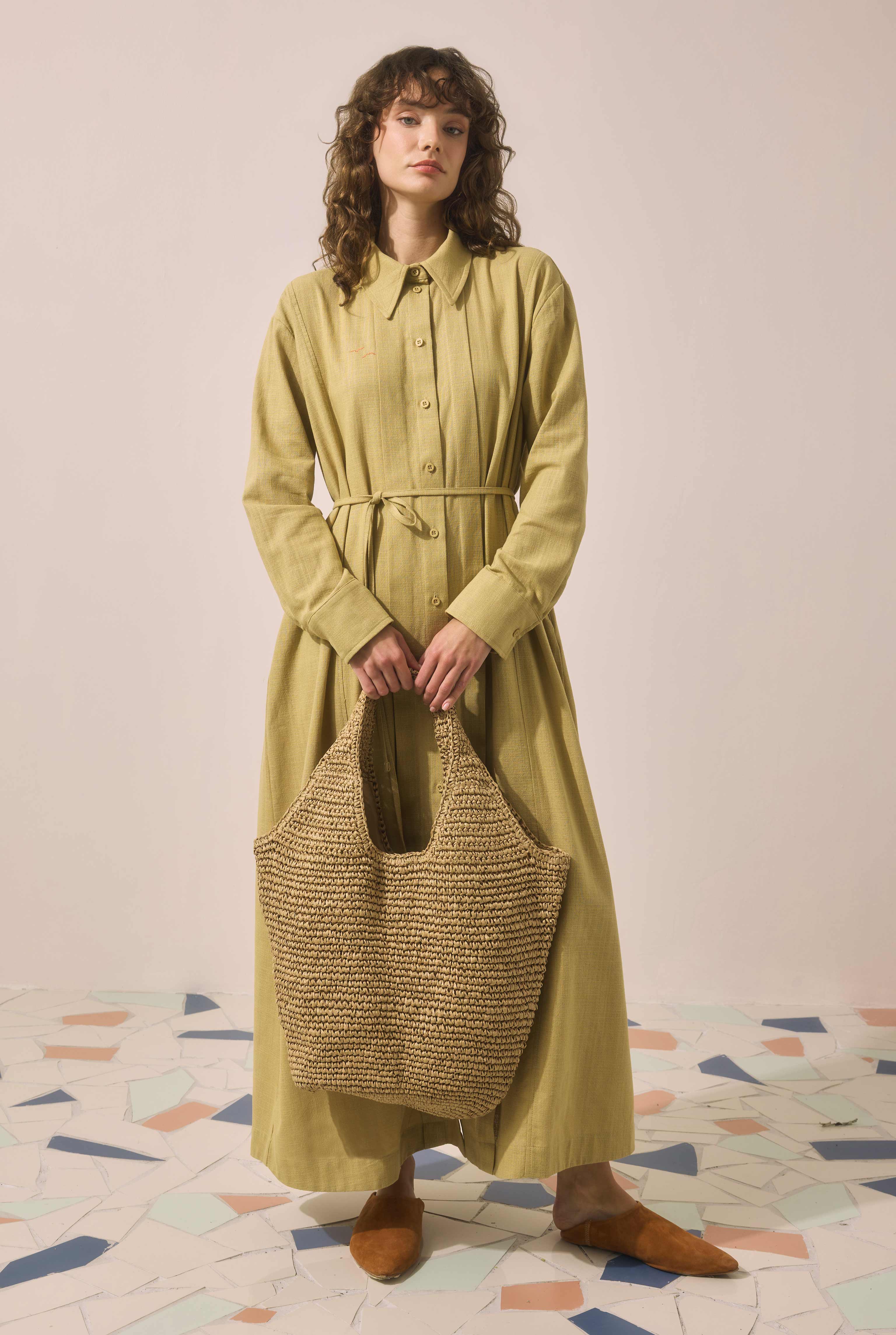 Soft Straw Tote Bag Camel - 3